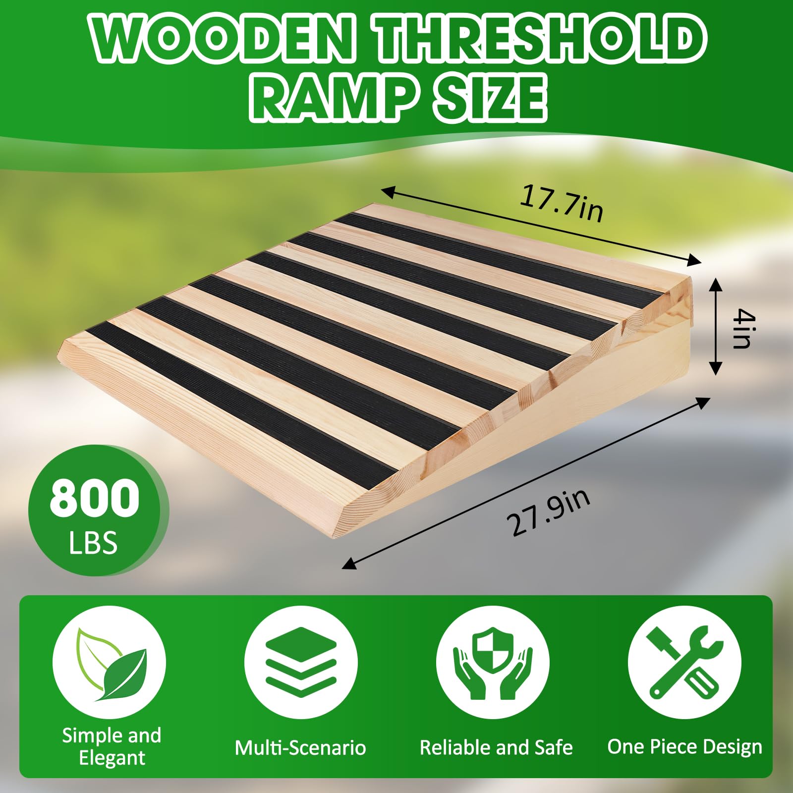 Snapklik.com : 4 Inch Wooden Threshold Ramp For Home Steps