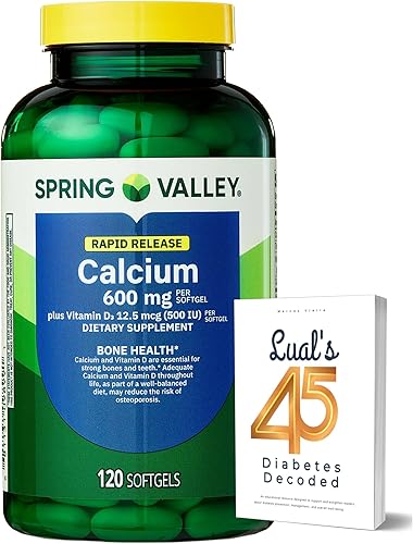 Spring Valley Calcio 600 mg + vitamina D3, 120 cápsulas blandas | Salud ósea, dientes fuertes y apoyo para la osteoporosis | Cápsulas de liberación