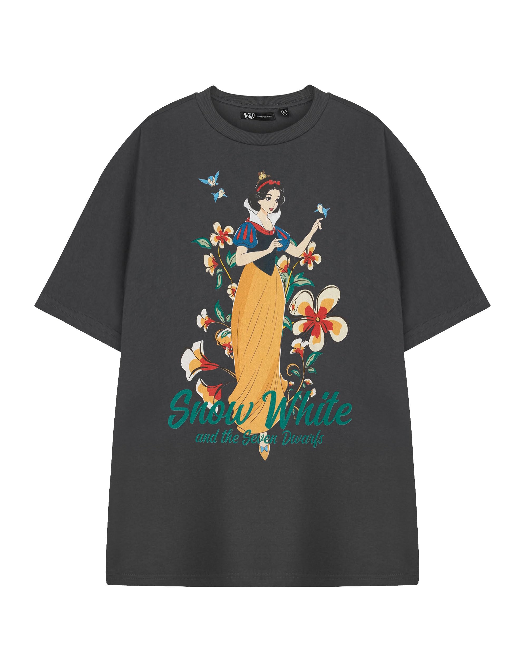 Disney Women's Grey Short Sleeved T-Shirt | Charcoal | Official Merch In | Size: Large