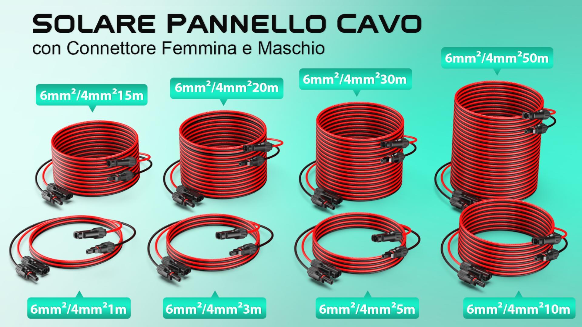 12AWG 4 mm2 100m/50m cavo solare fotovoltaico cavo PV rosso e nero cavo di prolunga per pannello solare in rame stagnato filo di rame  13