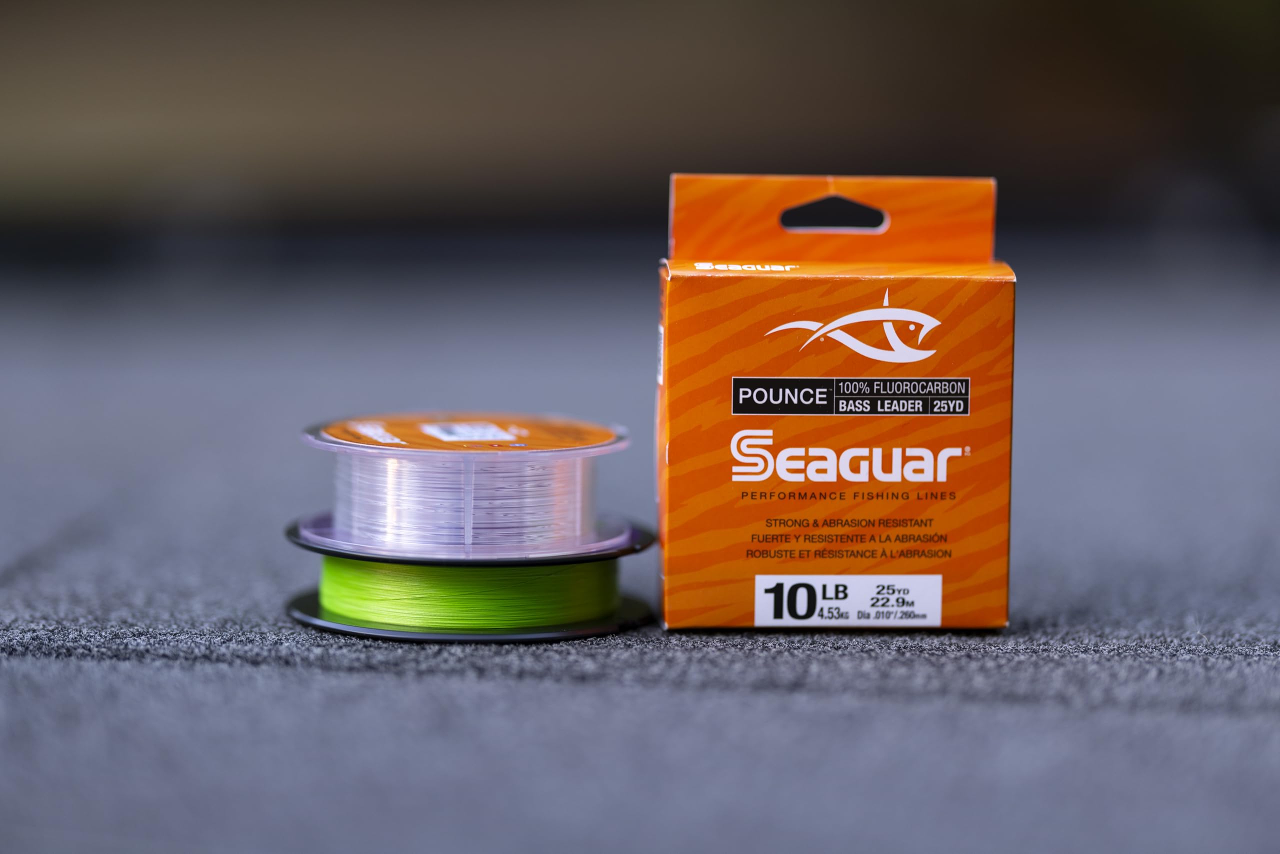 Seaguar Pounce Bass Fishing Leader, 100% Fluorocarbon, 10lbs, 25yd Spool - 10PBL25