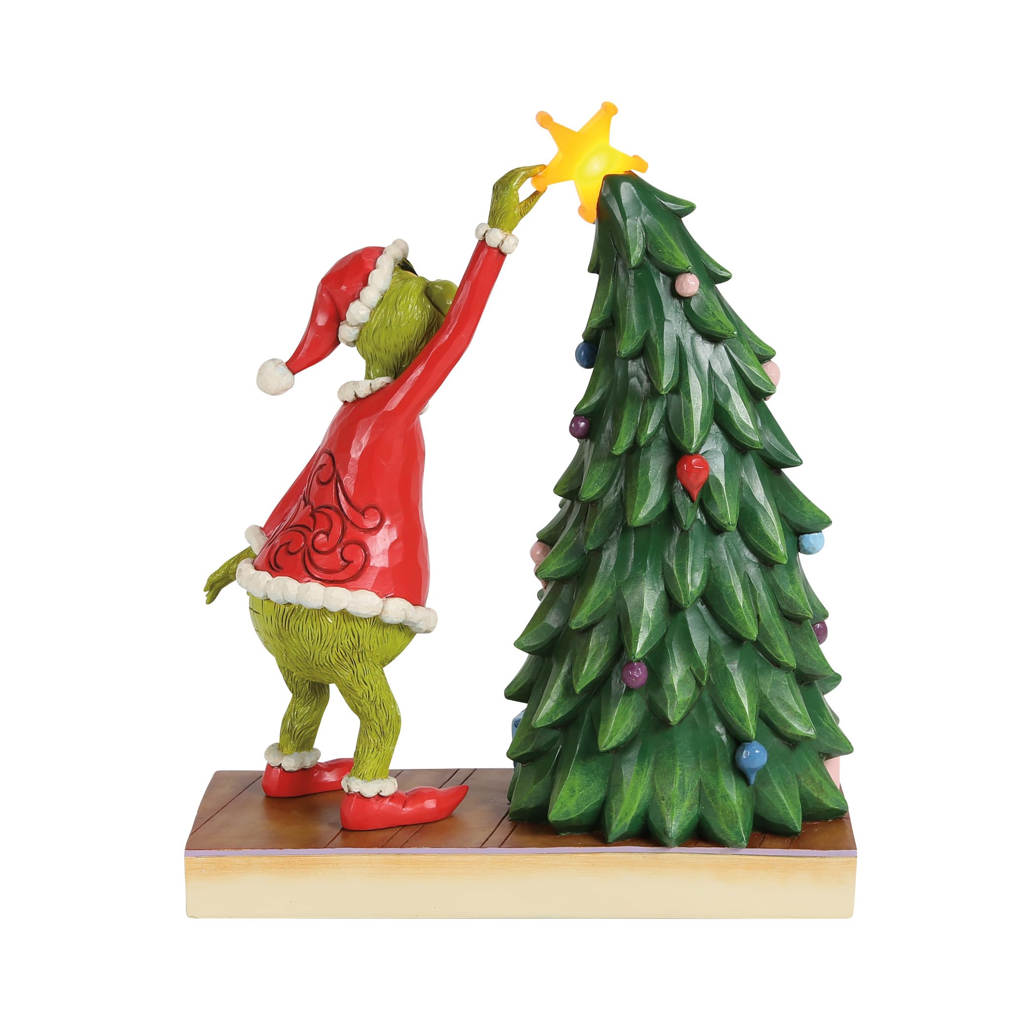 Enesco Dr. Seuss Grinch by Jim Shore - Figura de estrella de árbol de Navidad iluminada, 9.84 pulgadas, multicolor