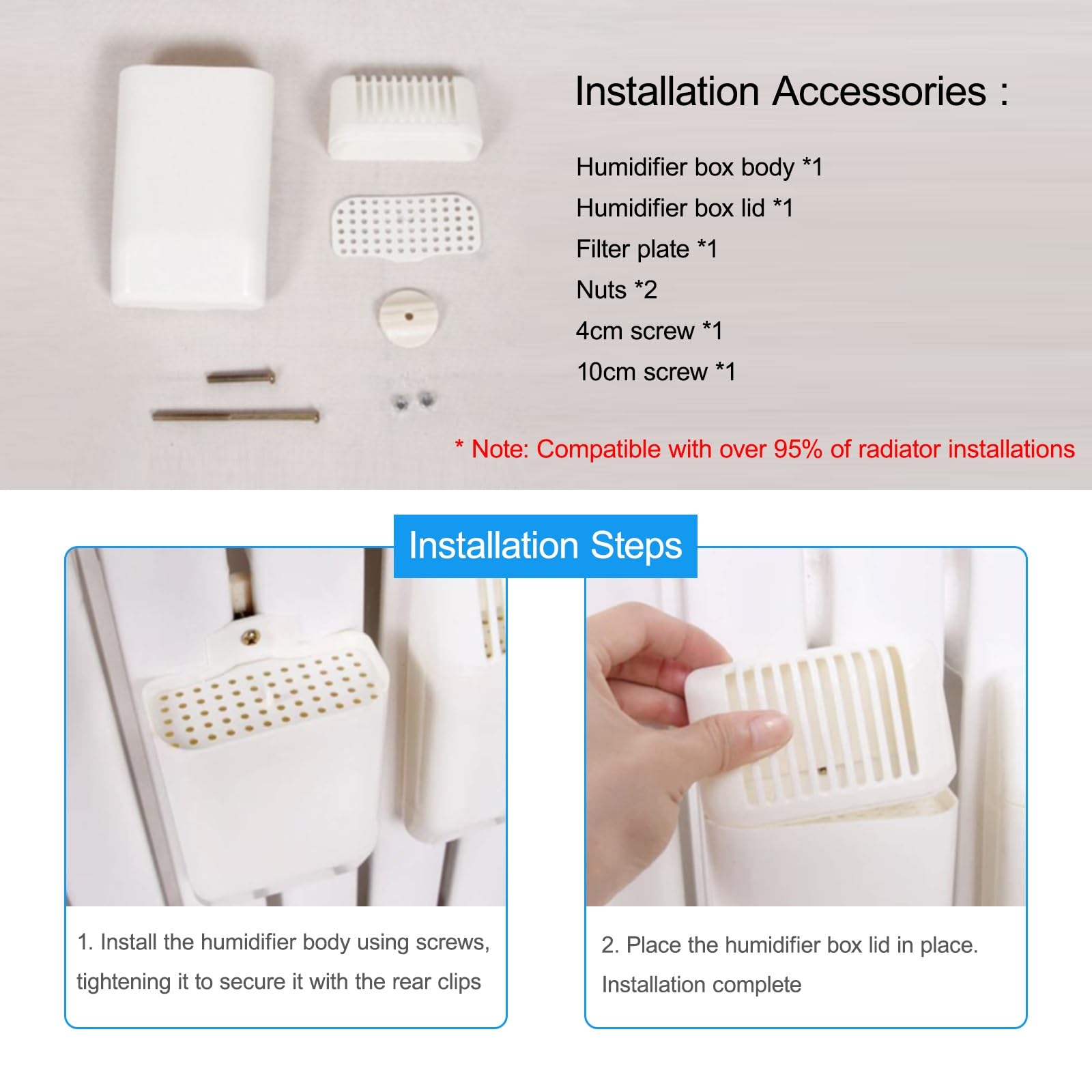 Humificador Radiadores Colgar Humidificador Sostenible, Apto para Todos los Calentadores, Fácil de Instalar para un Ambiente Más Agradable(White-3PCS)