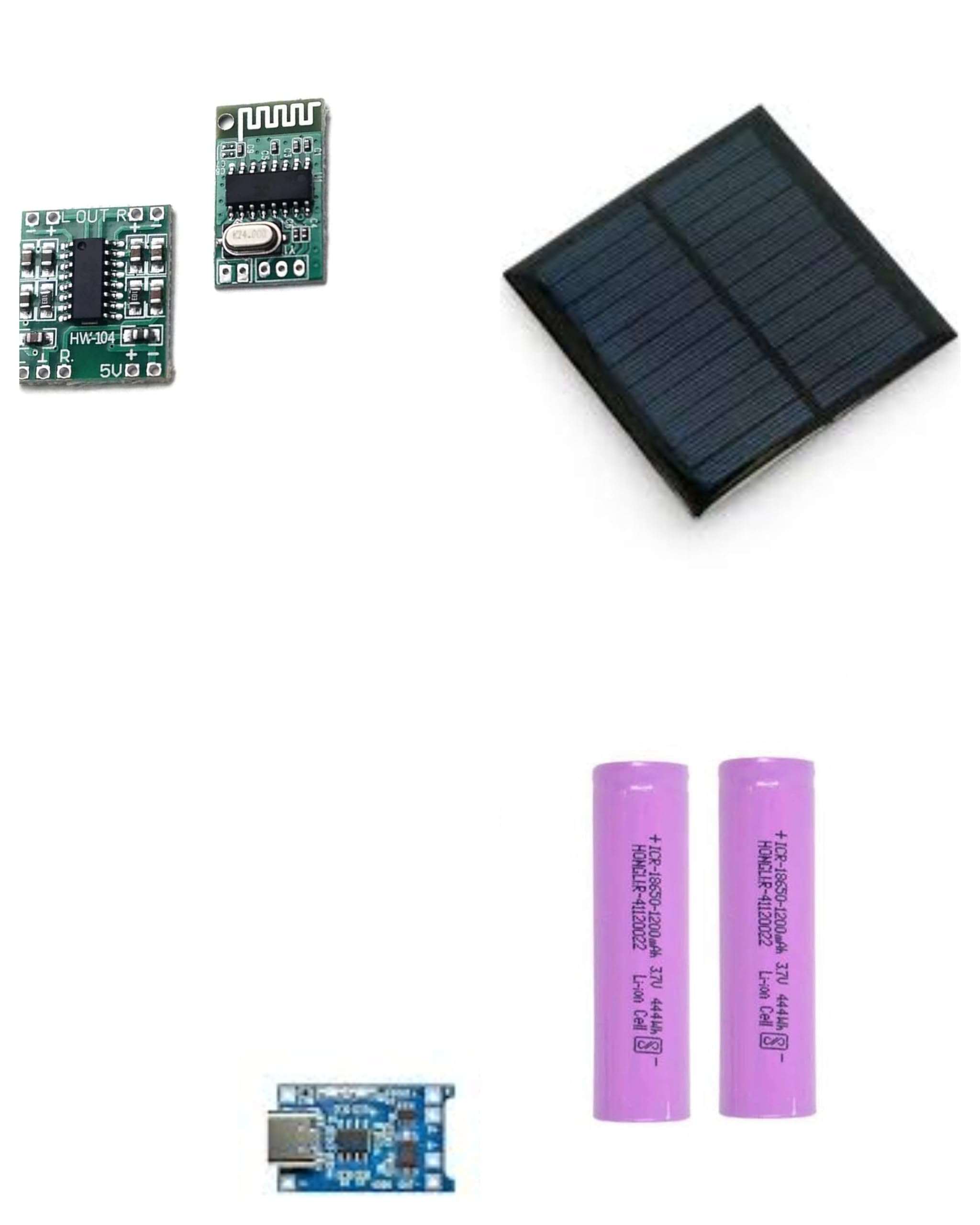 Sam Combo Of Square Shape Mini Solar Panel 5V-100 mAh (70 x 70 x 03 mm) (Pack of 1) With PAM8403 Amplifier Board with Bluetooth Audio Receiver & Micro USB Battery Charger Module And 2 Pcs 1200mah Cell-image-14