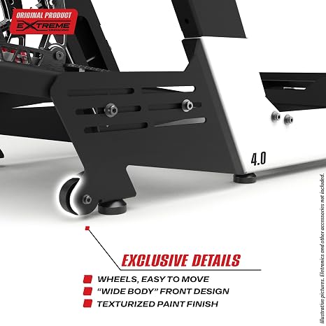 Extreme Simracing Chassis 4.0 Adjustable Racing Simulator Cockpit | Compatible with Logitech, Thrustmaster, Fanatec, Simagic, Moza, Simucube & Others | Sturdy Steel Frame, Ergonomic Driving Position, Universal Seat Mount (White)