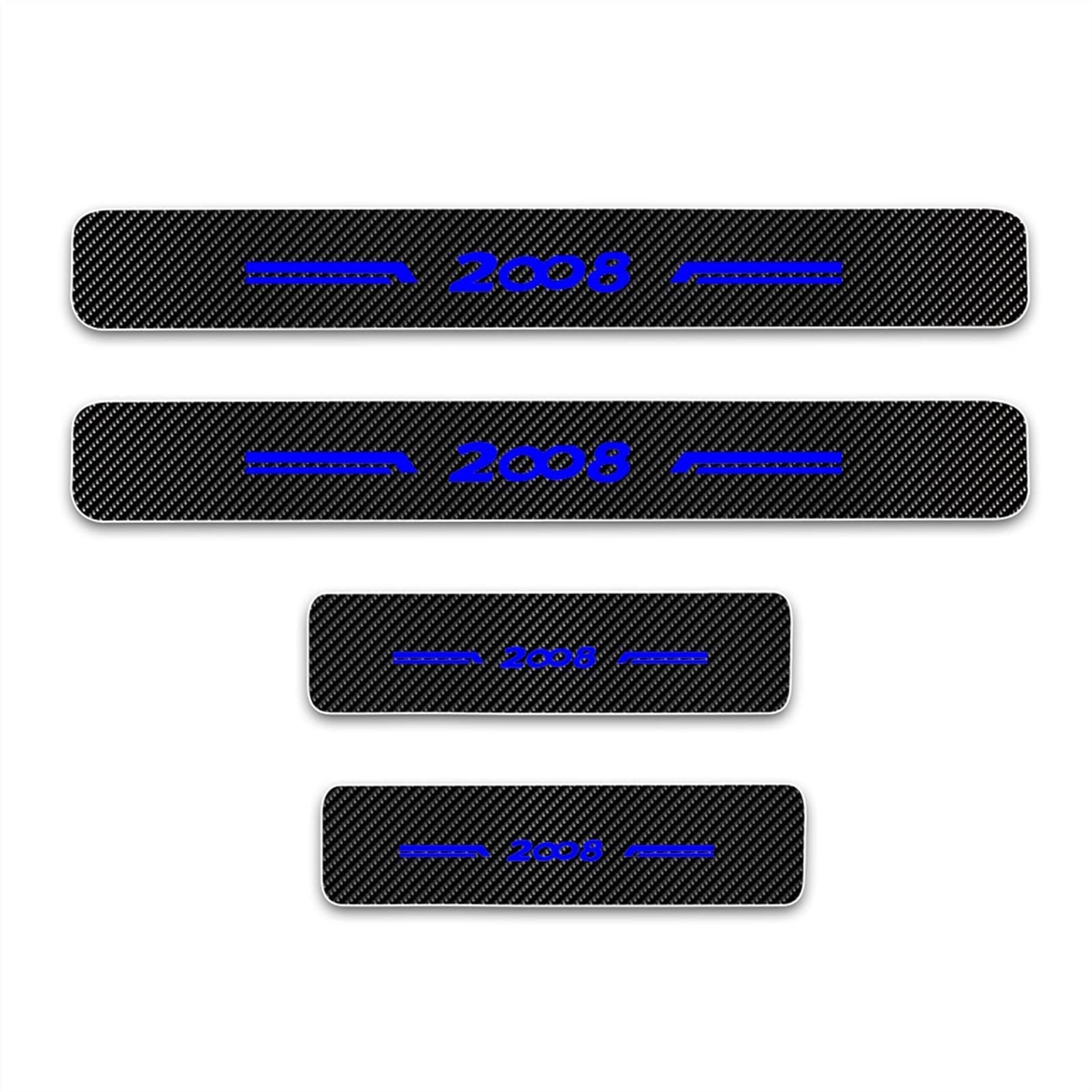 Eagleg Blue Car Door Sill Protector For Peu-Geot 2008 4Pcs Car Door Sill Scuff Plate Carbon Fiber Stickers Accessories,