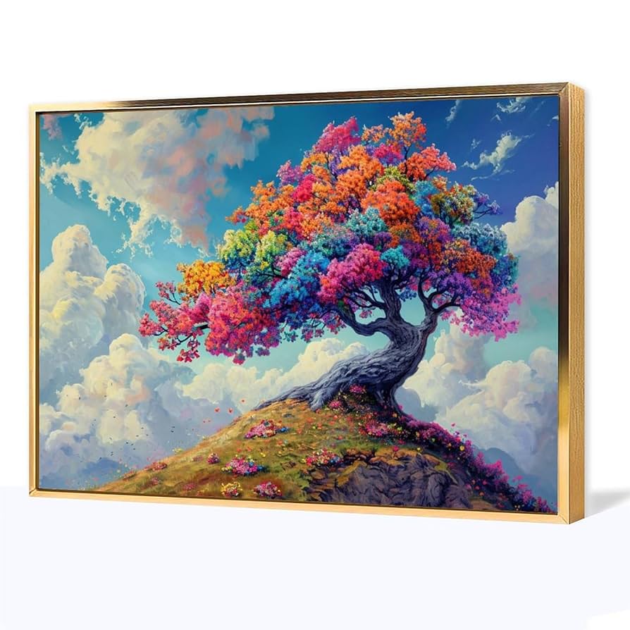 Amazon.co.jp: 絵画 ドリームランド カラフルな木インテリア