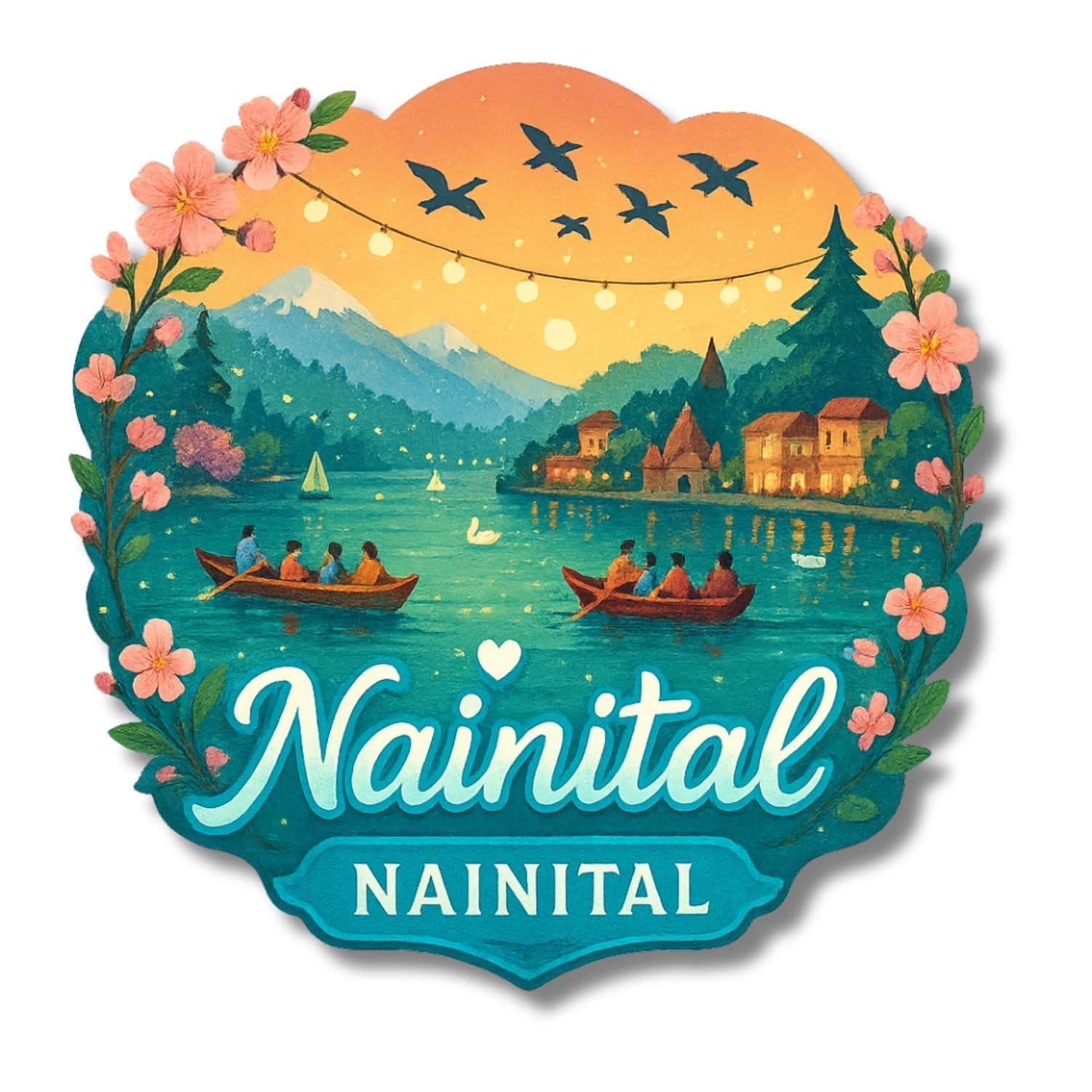 COMONOT Nainital Scenic Landscape Decorative Fridge Magnet, MDF Wood, HD Print, Laser Cut Design, 7.6 x 7.6 cm | Fridge Decoration Magnet for Kitchen & Home Decor | Stylish Fridge Magnet-image-34