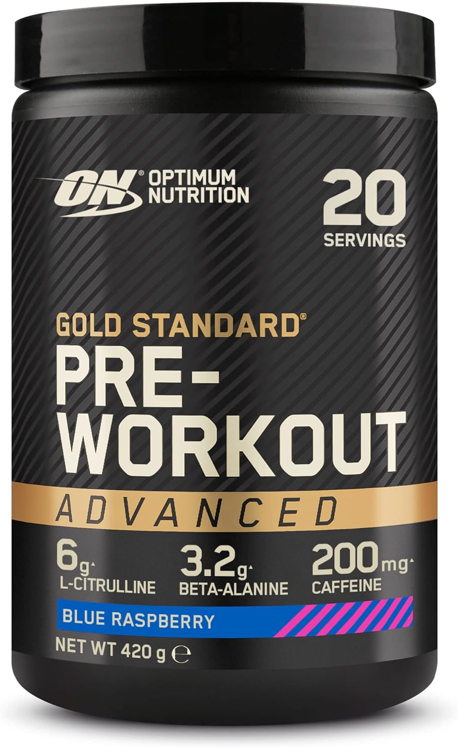 Optimum Nutrition Gold Standard Pre-workout Advanced con l-Citrulina, Beta-alanina y Cafeína, Frambuesa Azul, 20 Porciones, 420 g