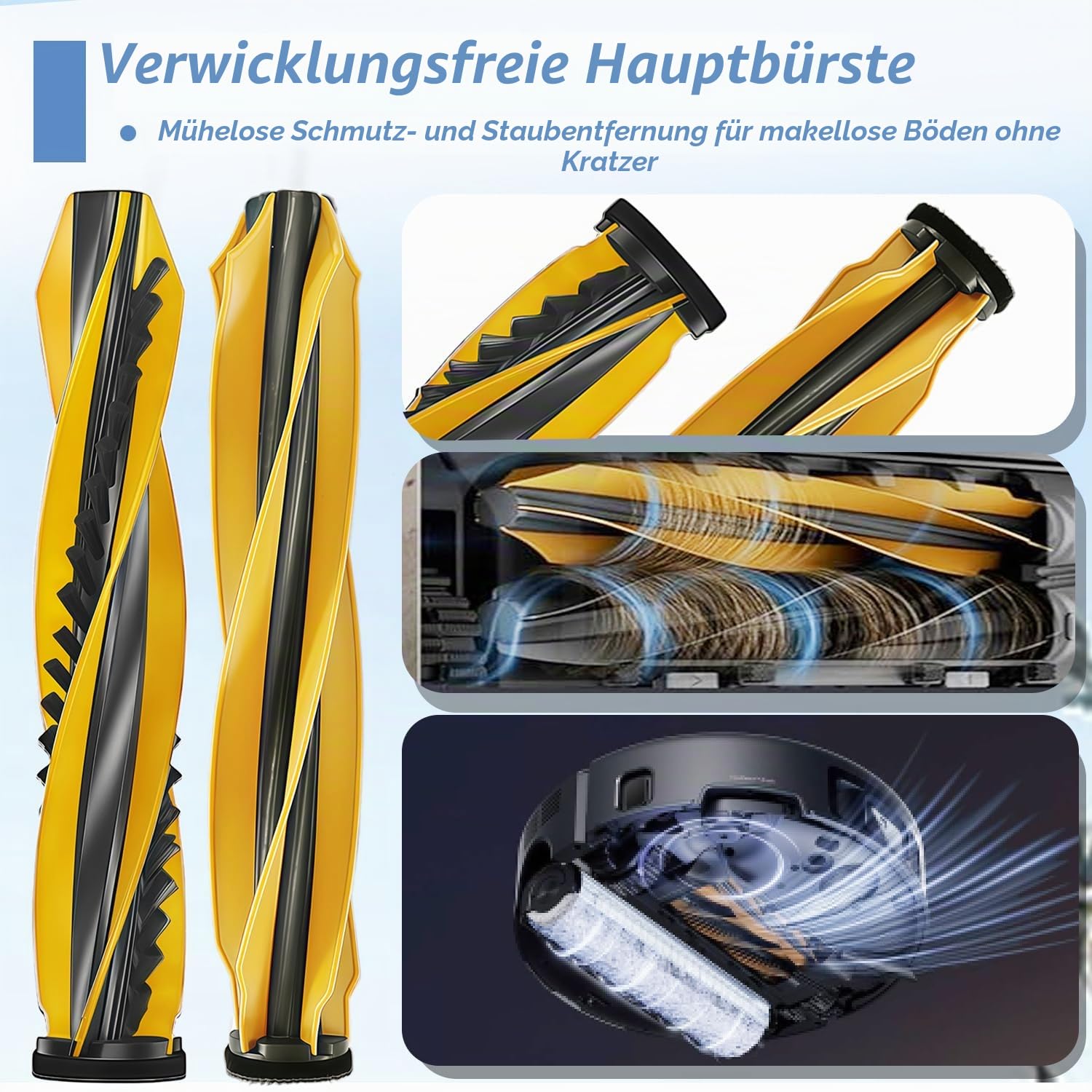 Z60 Ultra Ersatz Zubehör Kit Kompatibel mit MOVA Z60 Ultra Roller Komplette Roboter Staubsauger Teile 1 Hauptbürste 3 Roller Mop Tuch 4 HEPA Filter 6 Seitenbürste 6 Staubbeutel