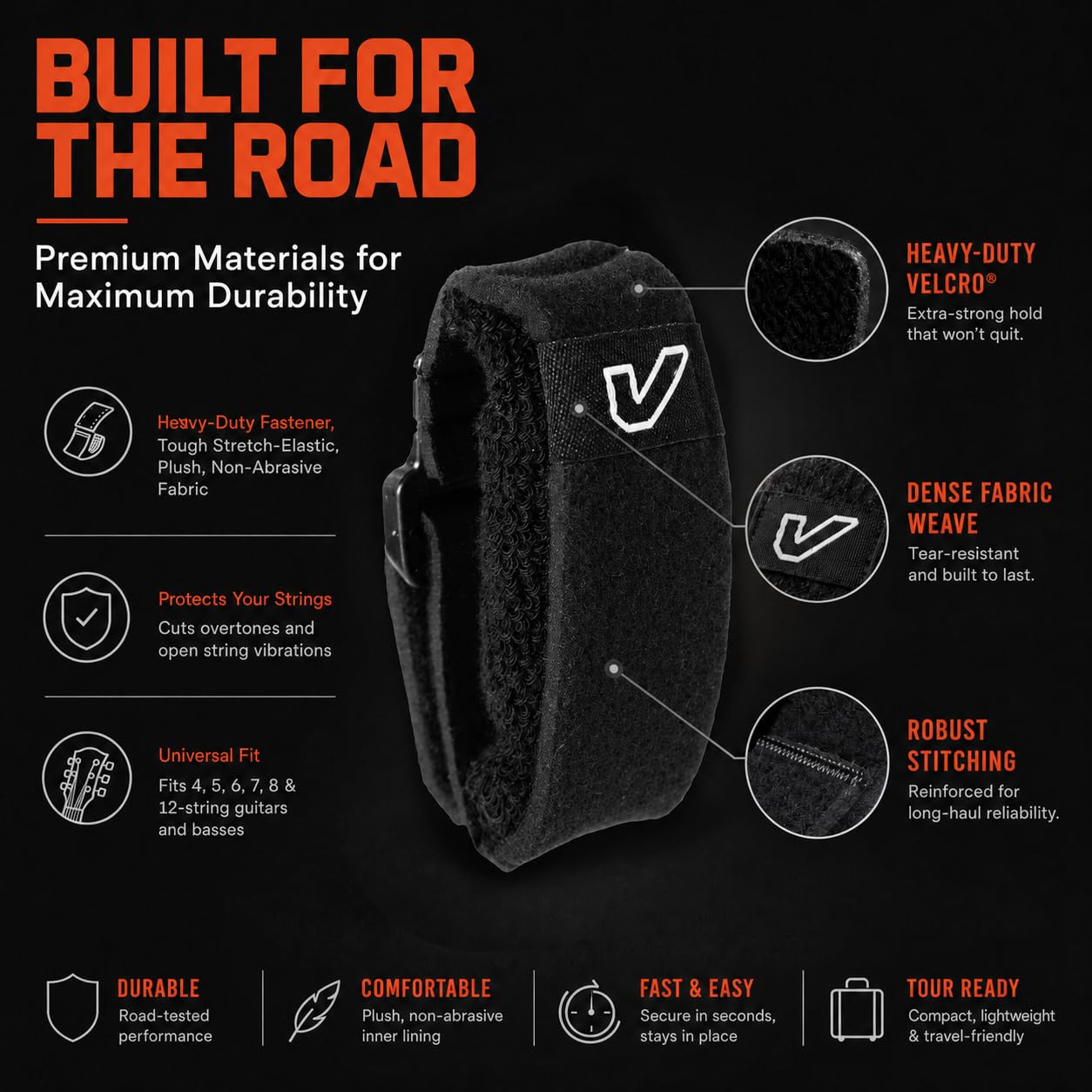 Gruv Gear FretWraps Struna do wyciskania, 1 szt. (czarna, mała) (FW-1PK-SM)