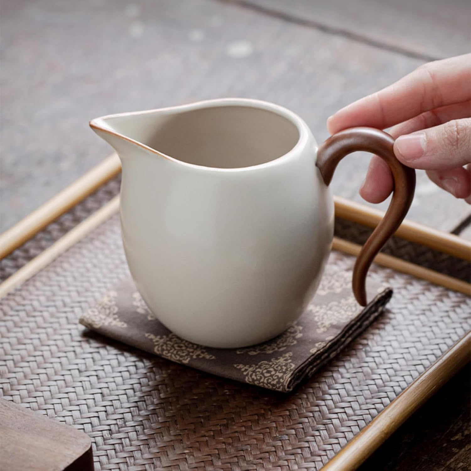 Fairness Cup Ru Kiln teacup ceramics, 220ml 7.4oz, Kungfu tea set, beige