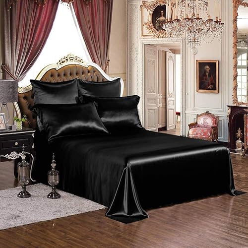 Miniatura 7 de RJ BEDDING, Juego de sábanas de satén 100% seda de alta calidad, 6 piezas, tamaño Queen (60 x 80 pulgadas) + bolsillo profundo de 24 pulgadas