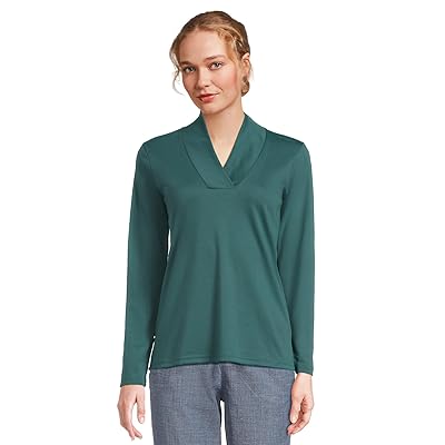 L.L.Bean Pima Shawl Long Sleeve Cotton T Shirts Women