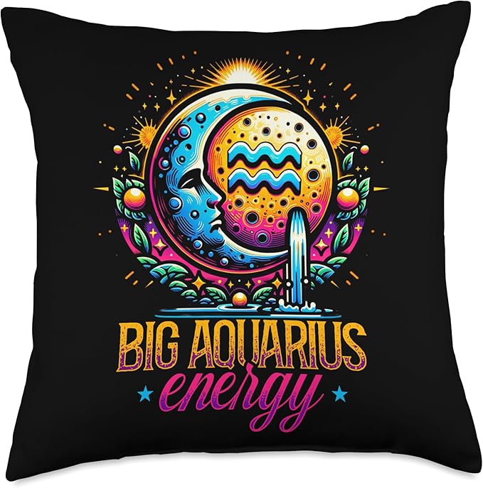 Aquarius Zodiac Sign Moon Astrology Star Sign Throw Pillow