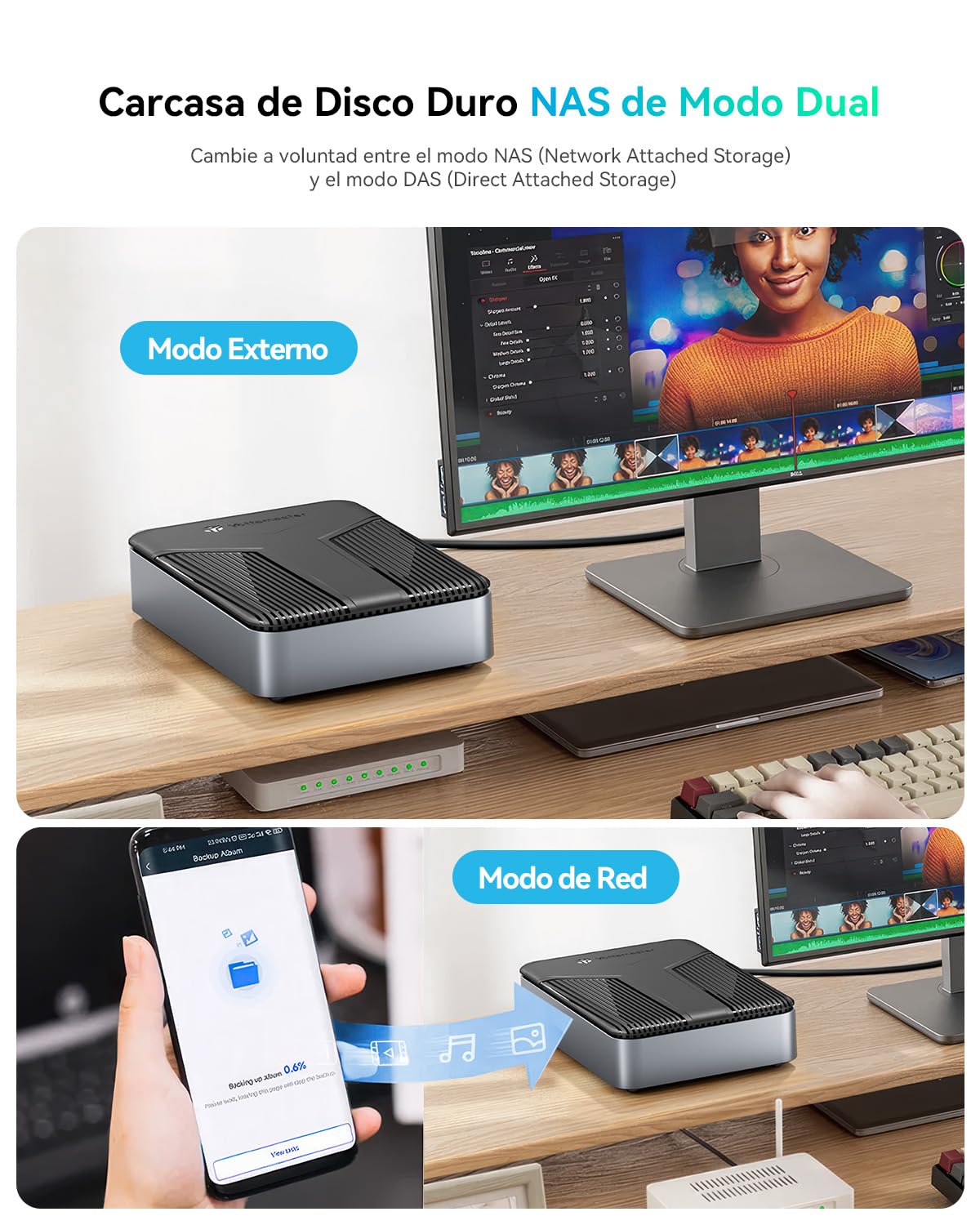 Yottamaster Servidor NAS Enclosure para 2.5" HDD/SSD SATA, Conexión Almacenamiento red NAS a Través Aplicación, Copia Seguridad Automática, Cubierta Magnética, Instalación sin Herramientas (Sin Disco)