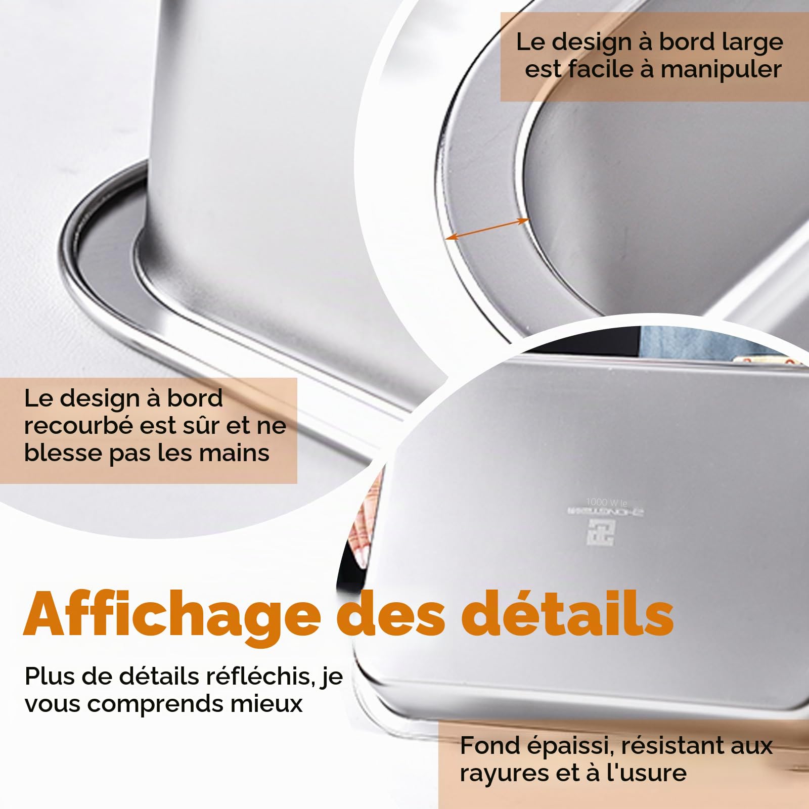 3 Pièces Bac Gastronorme, Bac Inox Alimentaire avec Couvercle, Plat Inox Barbecue, Plat Rectangulaire pour Mariner Viande, Escalopes, Empilable Set à Panure, Récipient pour Cuisine 32,5x26,5x6,5cm