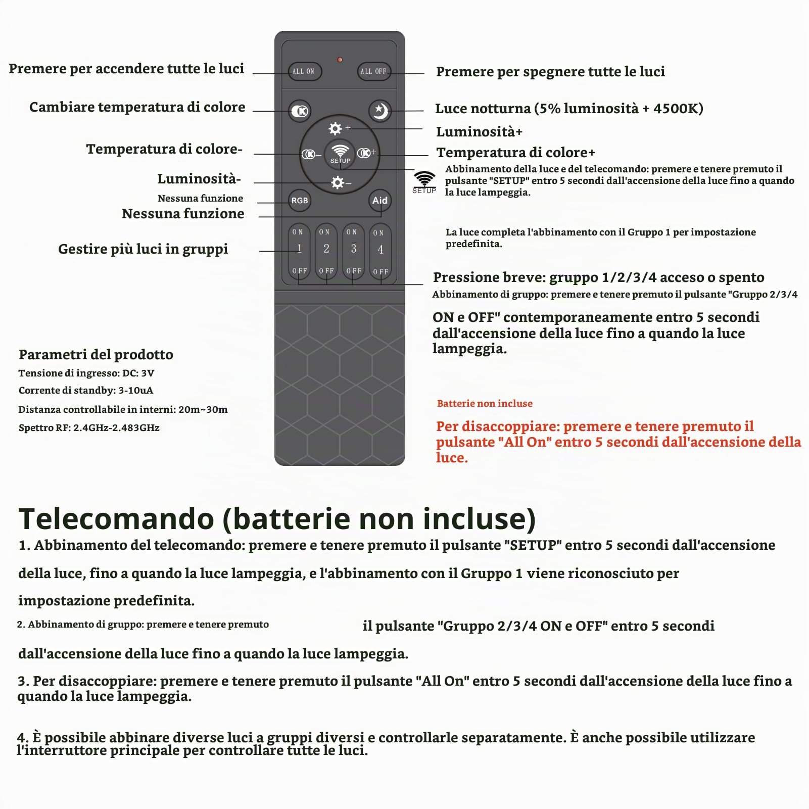 Klighten Applique da Parete LED Interno Dimmerabile con Telecomando, Lampada da Parete Decorativo Mordern, per Soggiorni, Camere da letto, Bagno, 800-2000 Lumen, 3000K-6000K, 20W, 61cm, Bianco