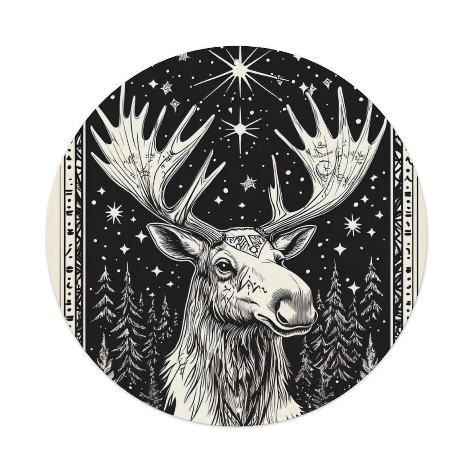 Animal Artwork Star And Elk Vintage Metal Tin Sign Plaque Wall Decor for Cafe, Club Bar, Office, Garden Metal Poster 8x8Inch