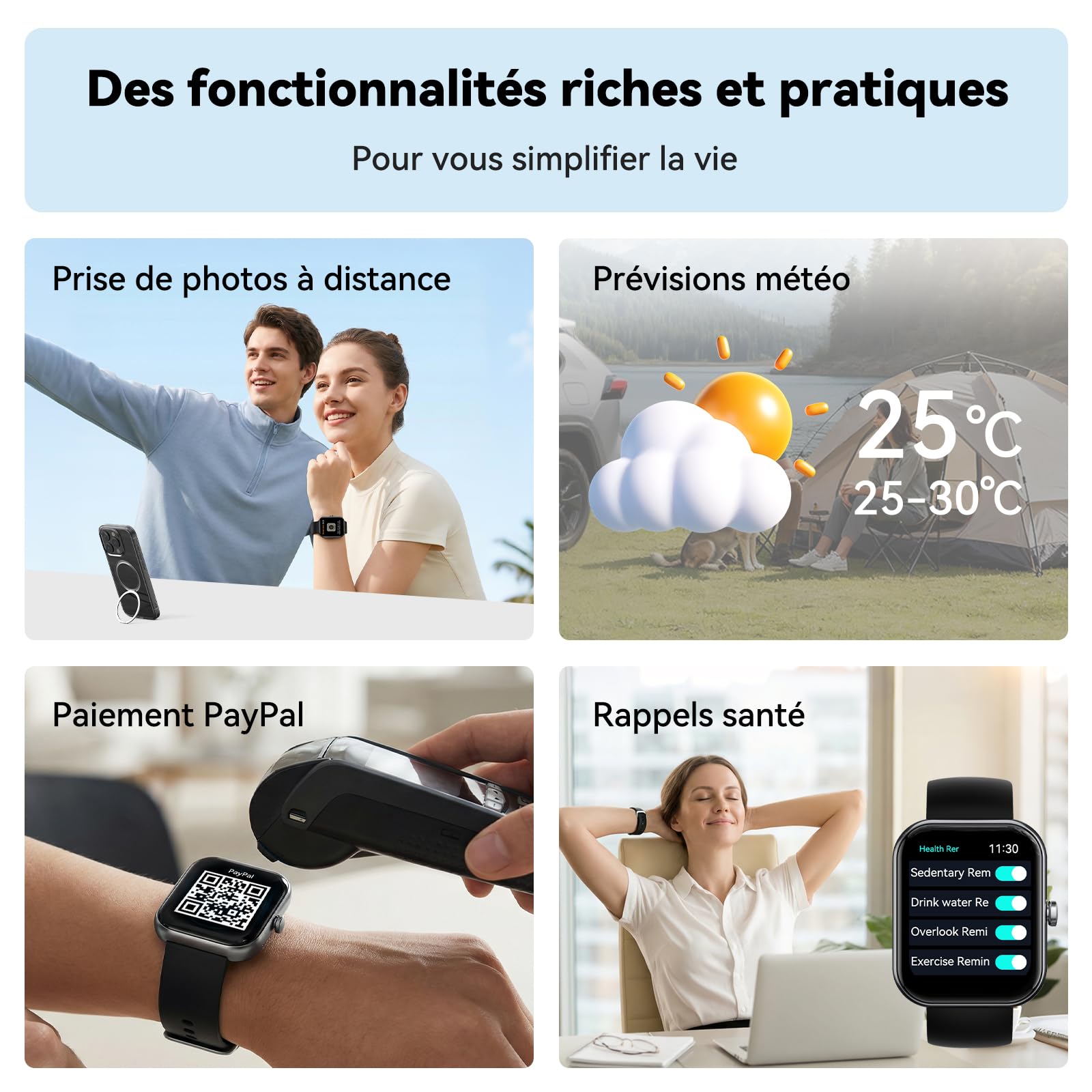 Montre Connectée Homme Femme avec Traduction IA Instantanée, Smartwatch 1.95" Appel Bluetooth 6.0, Assistant Vocal, IP68 Étanche, 100+ Modes Sportifs, Cardiofréquencemètre, Sommeil, pour iOS Android
