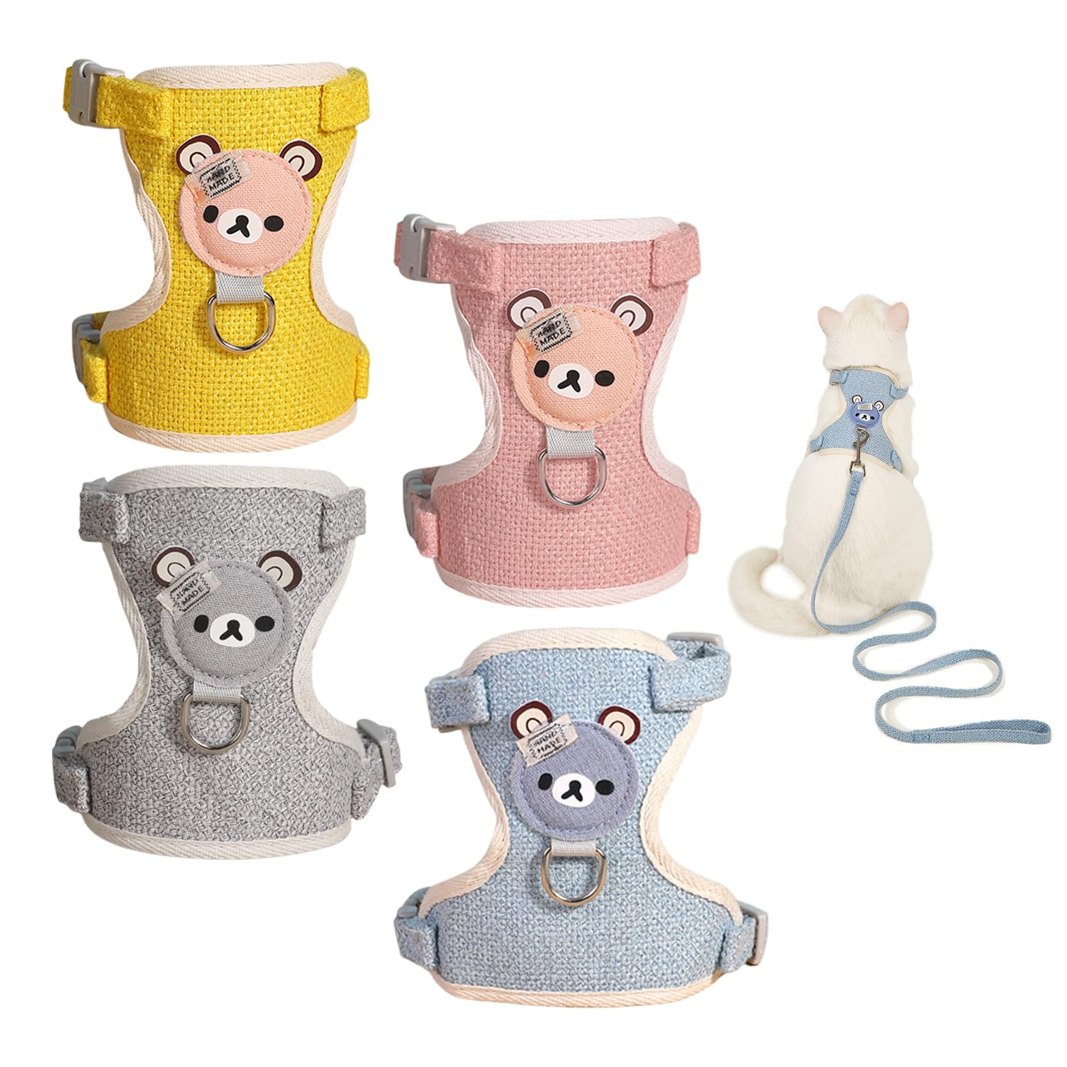 Guinzagli per Gatti Regolabili, Confezione da 4, Accessori da Esterno per Animali Domestici