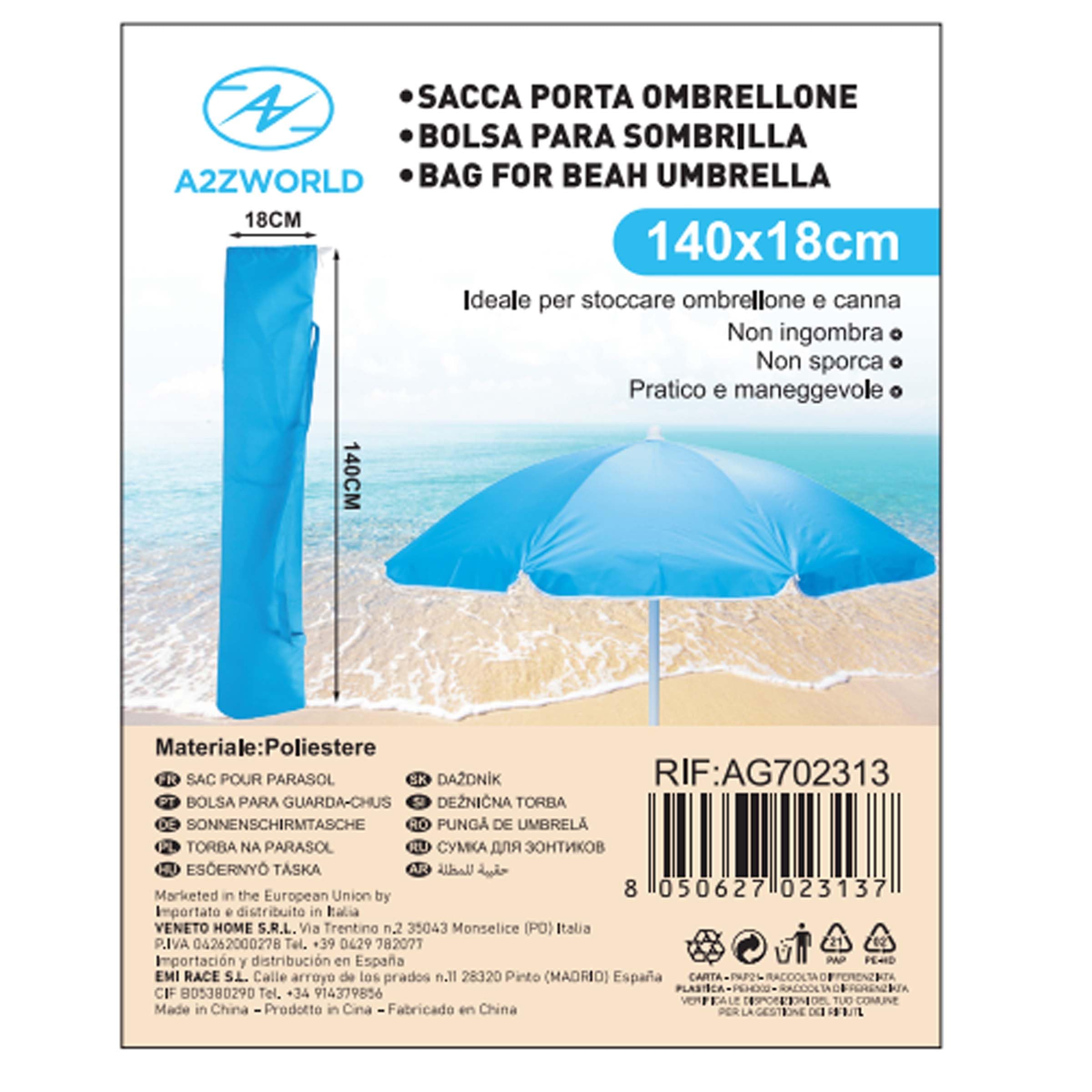 A2ZWORLD Torba na parasol przeciwsłoneczny, torba na parasol plażowy, różne kolory (140 x 18 cm), Różne, 140X18cm, swobodny