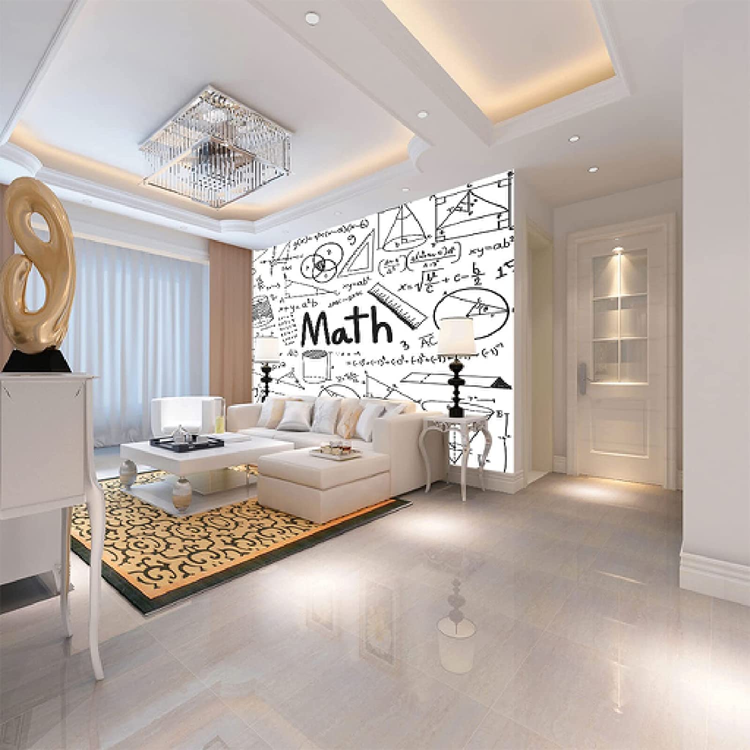 Carta Da Parati 3D Con Formule Matematiche - Adesivo Murale Personalizzato |多种尺寸可选 - Foto 5