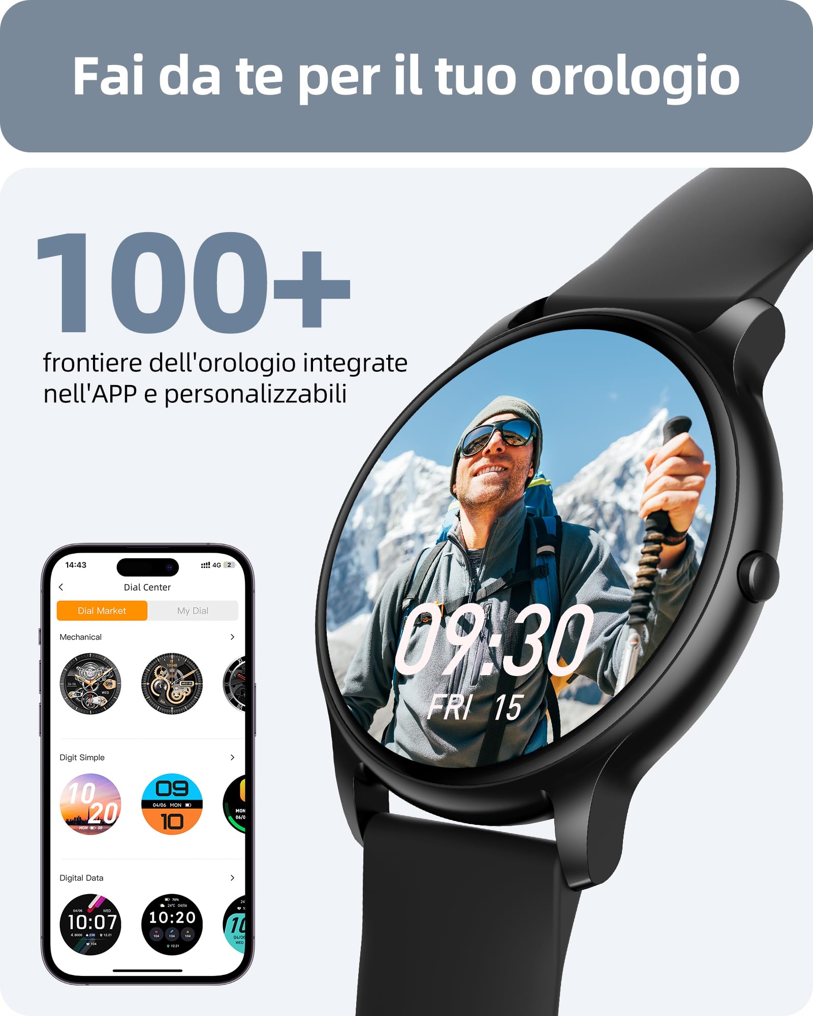 Parsonver Smartwatch Uomo Chiamate Bluetooth, 100 + Modalità Sportive, 1.32" Fitness Sportivo Orologio Fitness Monitor del SpO2/Sonno/Cardiofrequenzimetro, Smart Watch Android iOS, Nero, SPROD1 | 1.32" Fitness Sportivo Orologio con Monitor del SpO2/Sonno/