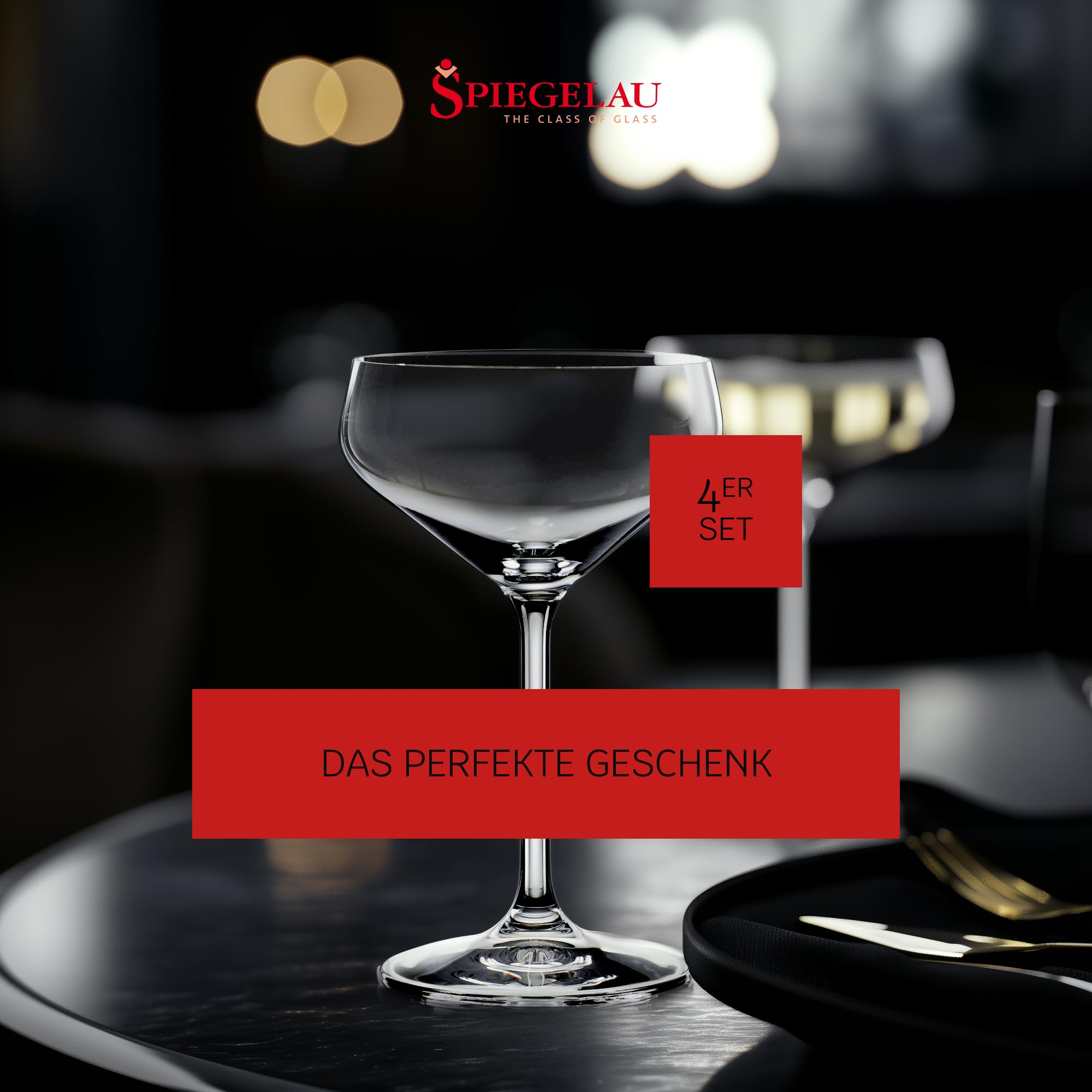 Spiegelau 4-częściowy zestaw miseczek koktajlowych, miska do szampana/pary, szkło kryształowe, 290 ml, styl 4670188