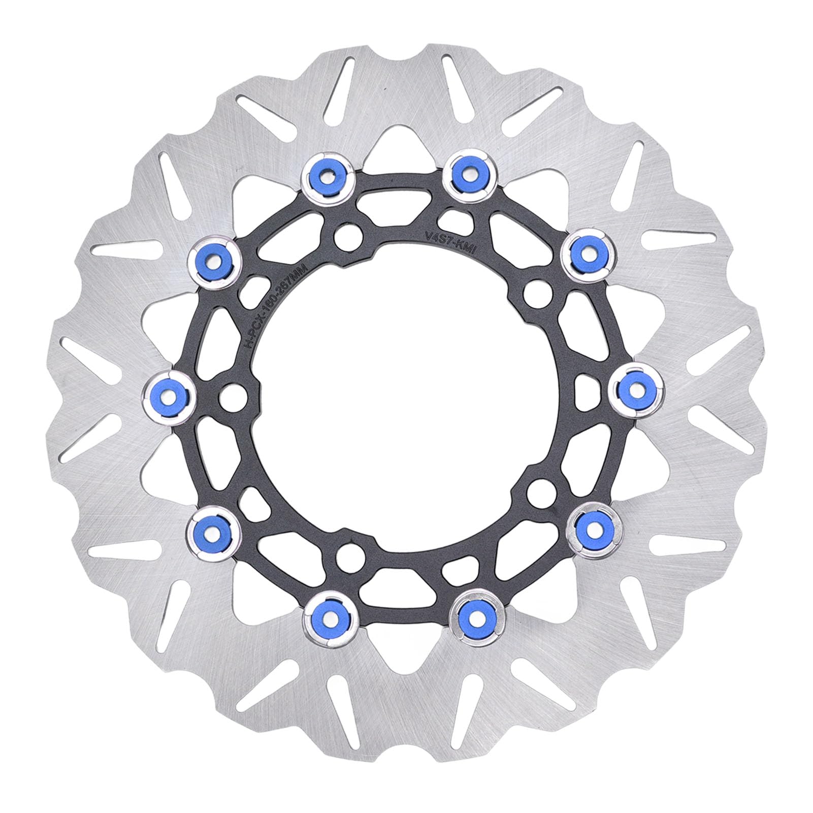 RiToEasysports Rotore del Freno a Disco della Ruota Anteriore da 300 Mm Rotore del Freno a Disco Anteriore in Acciaio Inossidabile con in Alluminio CNC Design Flottante per 2017-2025 (BLUE)