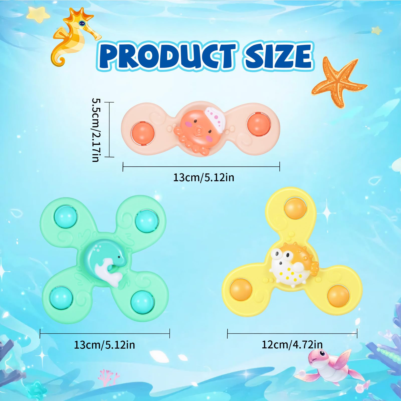 TranRantic 3PCS Suction Cup Spinner with Suction Cup, Spinning Sensory Learning - Image 2