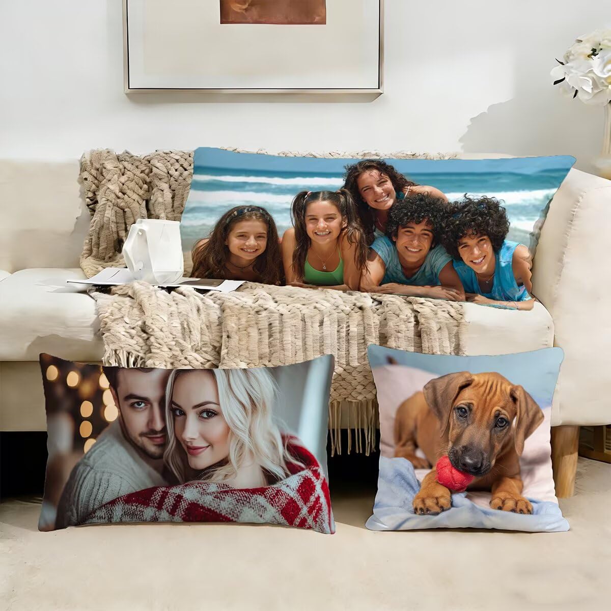 Taie d'oreiller 50x150,Coussin Personnalisé Couverture de Coussin Lavable avec 2 Sides Photo & Texte,Cadeau Personnalisable pour Décoration Chambre Noël,pour Mariage,Saint-Valentin,Anniversaire 0o-68