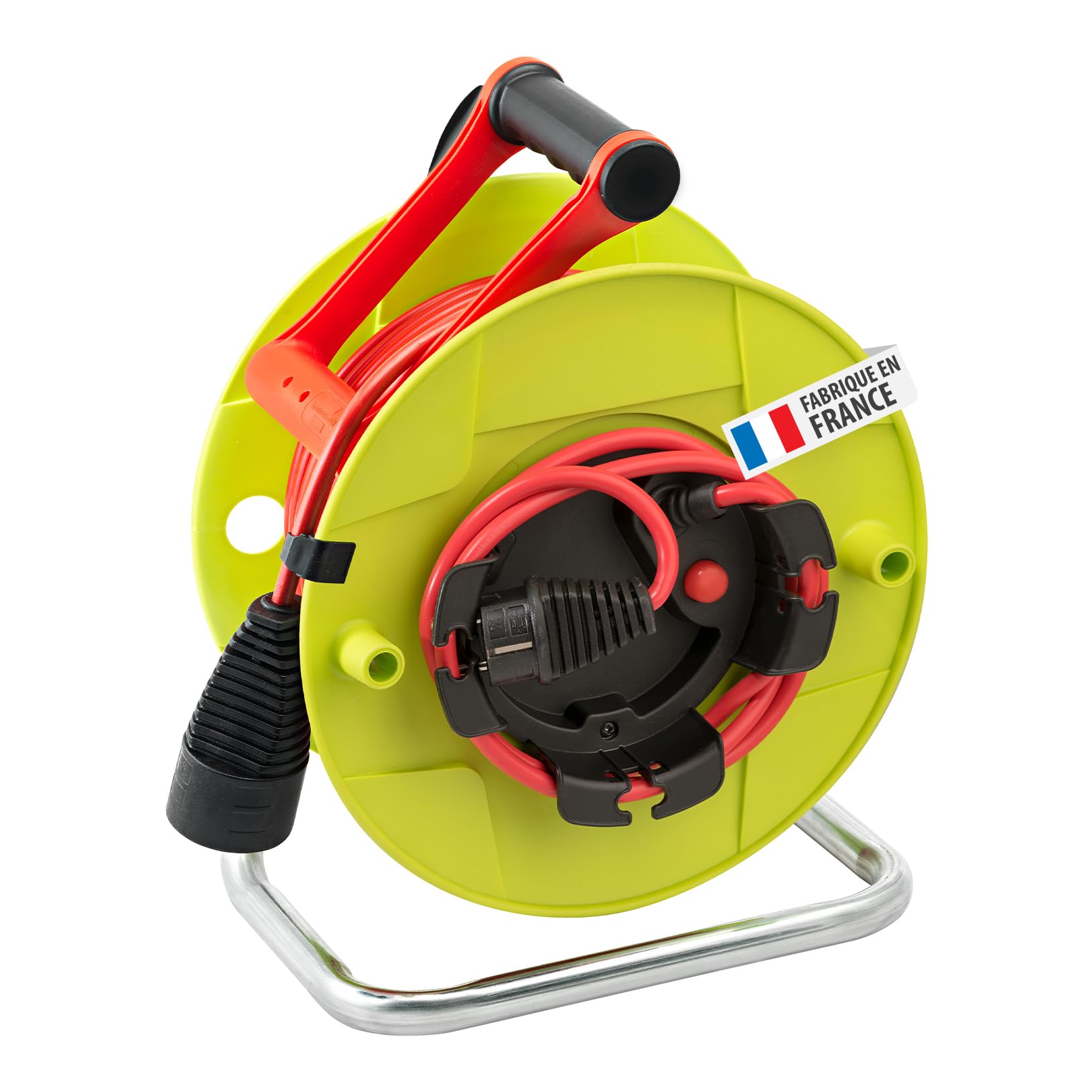 Brennenstuhl Enrouleur de câble Standard avec rallonge supplémentaire (50m de câble H05VV-F 3G1,5, utilisation temporaire en extérieur, fabriqué en France) 1180751 Vert