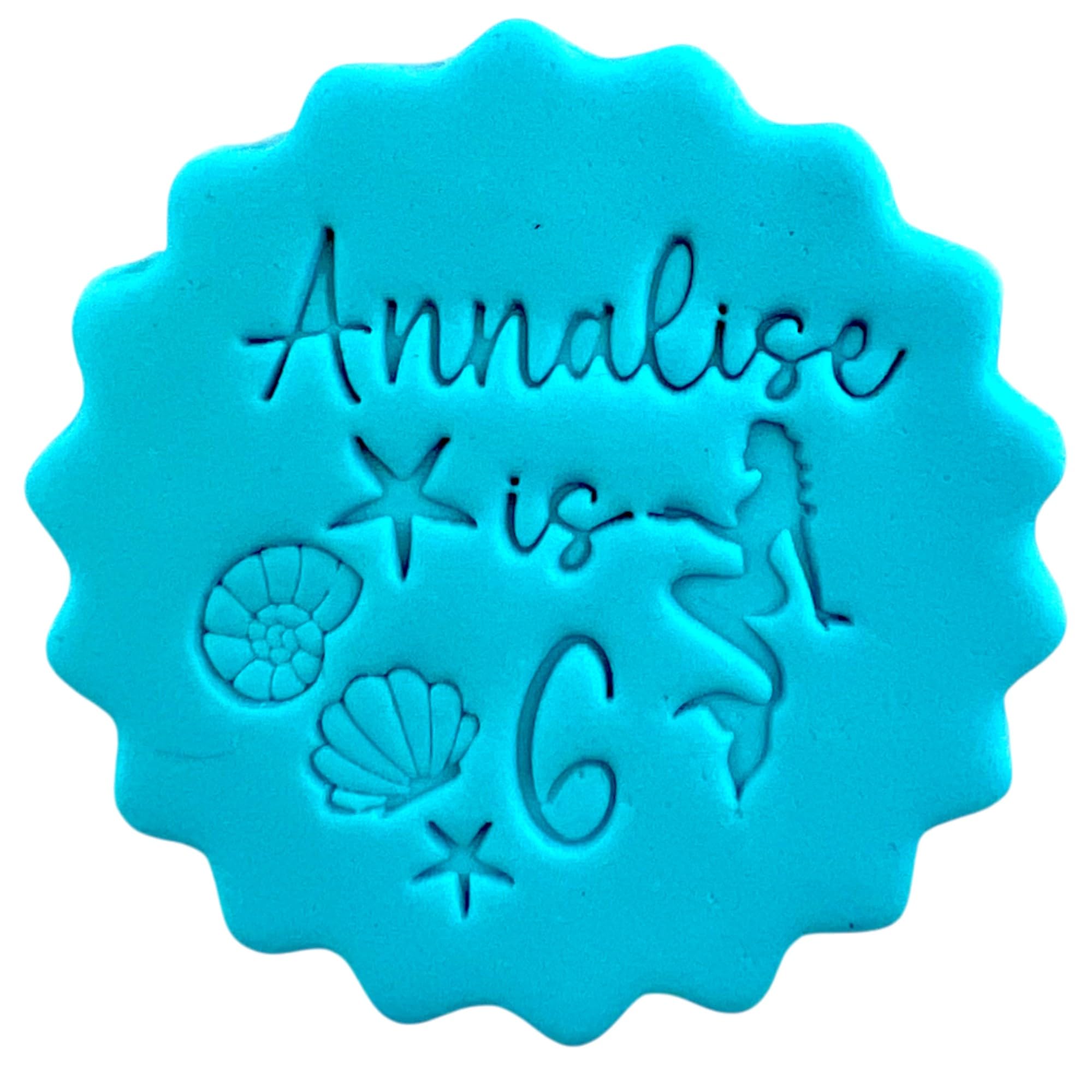 Personalised Cookie Stamp with Free Scallop Cutter, Birthday Age Collection, 5cm Acrylic Biscuit Embosser, Food-Safe Plastic Baking Tool, Fits M&S All Butter Biscuits (Design 13)