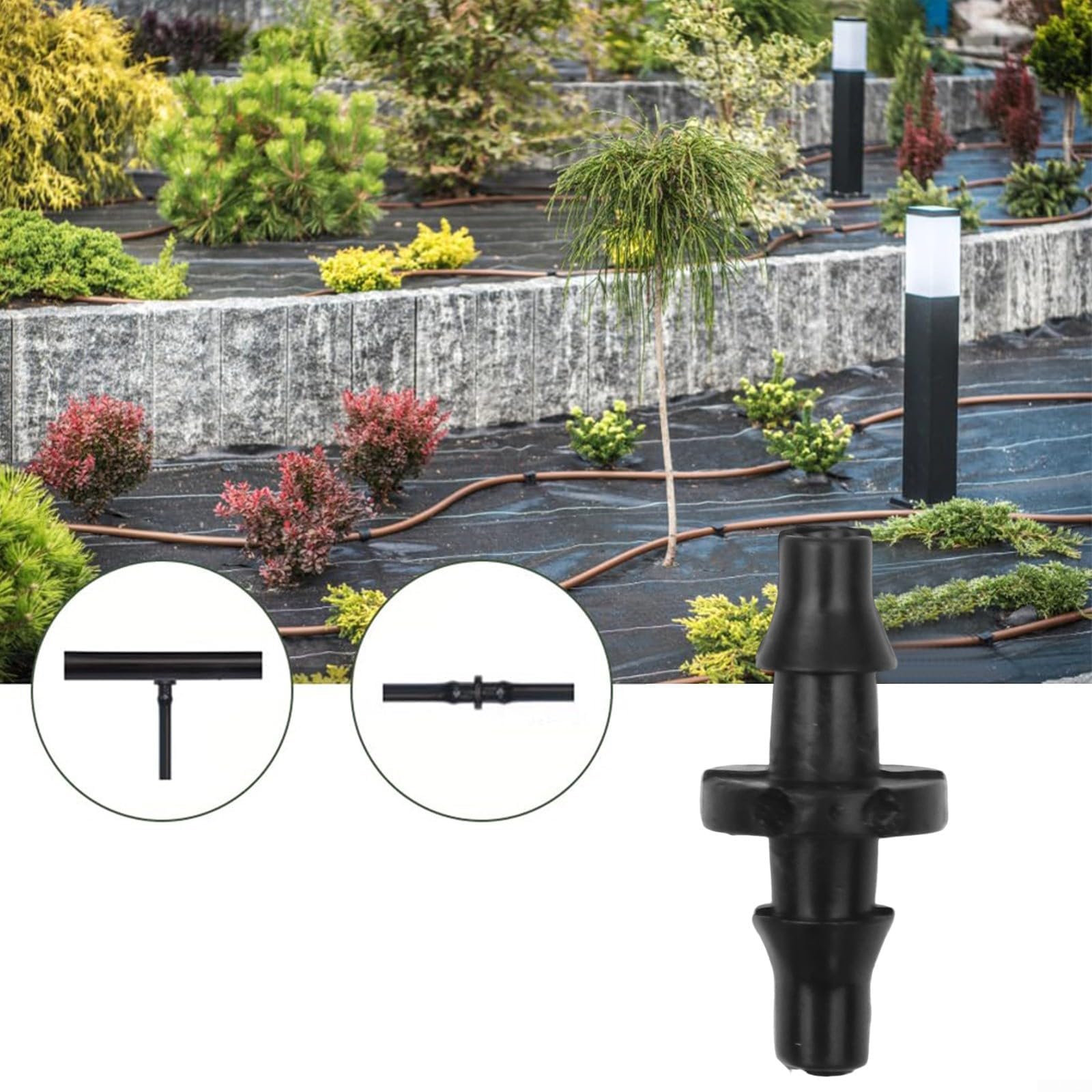 250 conectores de púas de riego por goteo, accesorios de junta recta de 4/7 pulgadas, para riego automático para sistema, adaptadores de manguera de plástico de alta resistencia, para