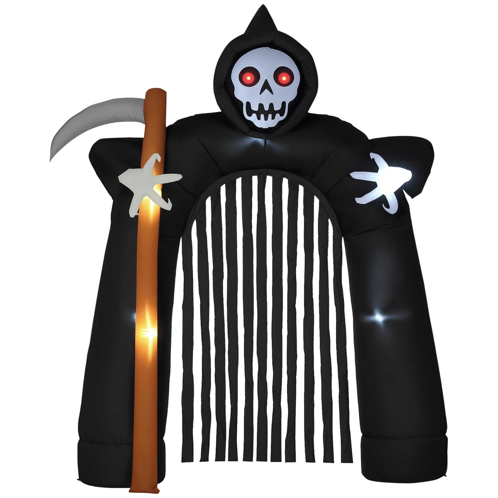 HOMCOM Aufblasbarer Sensenmann-Torbogen 2,85 m Große Halloween-Deko
