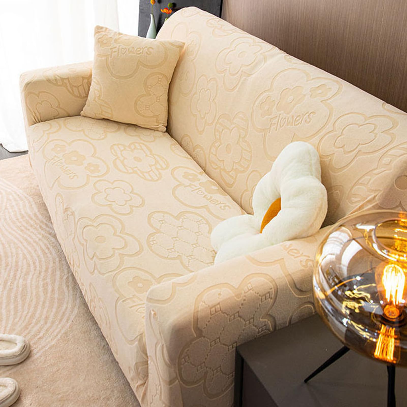 Housse de canapé velours extensible universelle protection 3 coussins