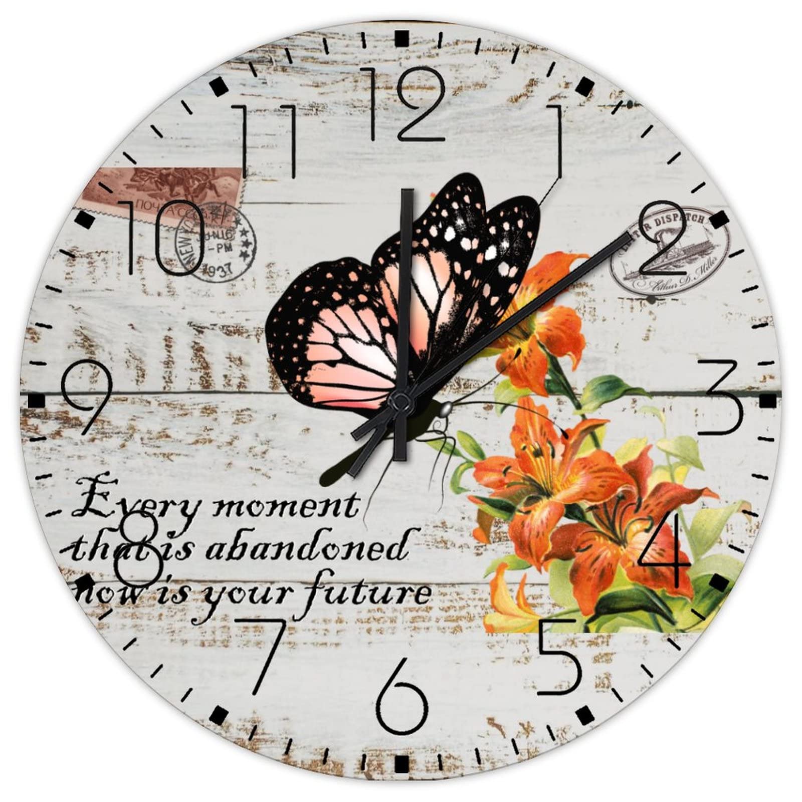 Horloge murale en bois idée cadeau crémaillère déco rétro pays