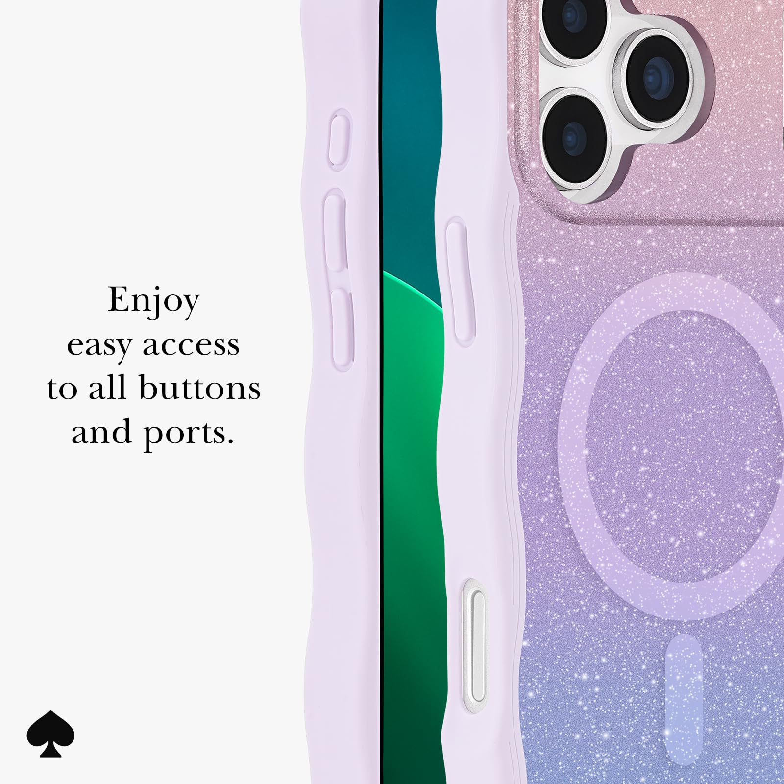 Kate Spade New York iPhone 17 Pro Max Hülle - Kompatibel mit MagSafe - Designer Handyhülle - Opal Glitzer