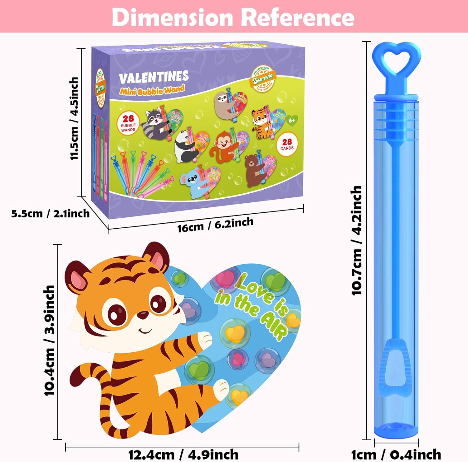 Condition photo showing New/Like New for valentines day gifts for kids, 32 pack mini bubble wands with valentines animal themes greeting cards for kids, valentine's day school prize party favor, classroom exchange gift set style 3