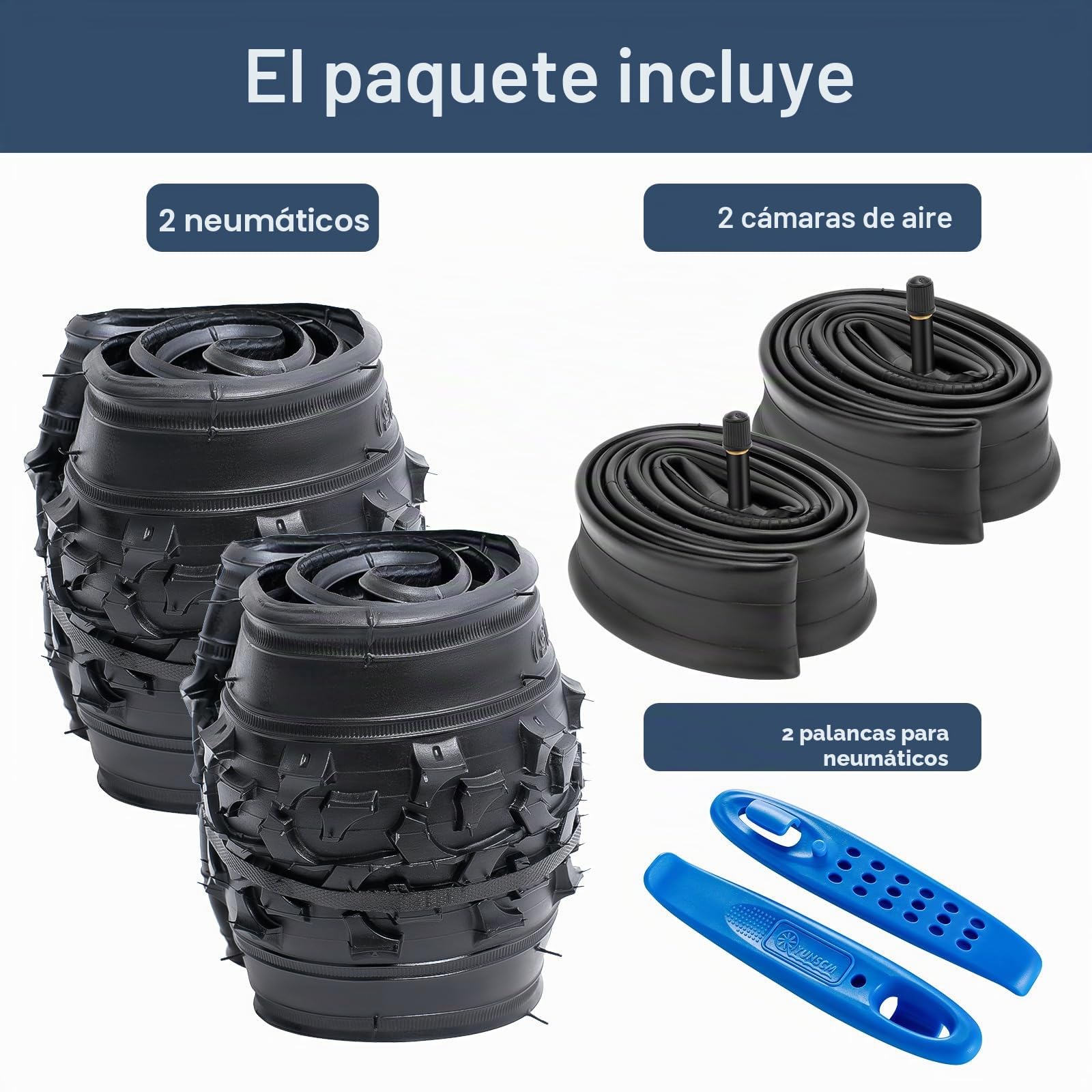 YunSCM 2 neumáticos plegables de 20 pulgadas, 20 x 1,95 pulgadas, 2 unidades, tubo de 20 pulgadas, válvula AV32 mm, compatible con 53-406, bicicleta de montaña, bicicleta de carretera, bicicleta de