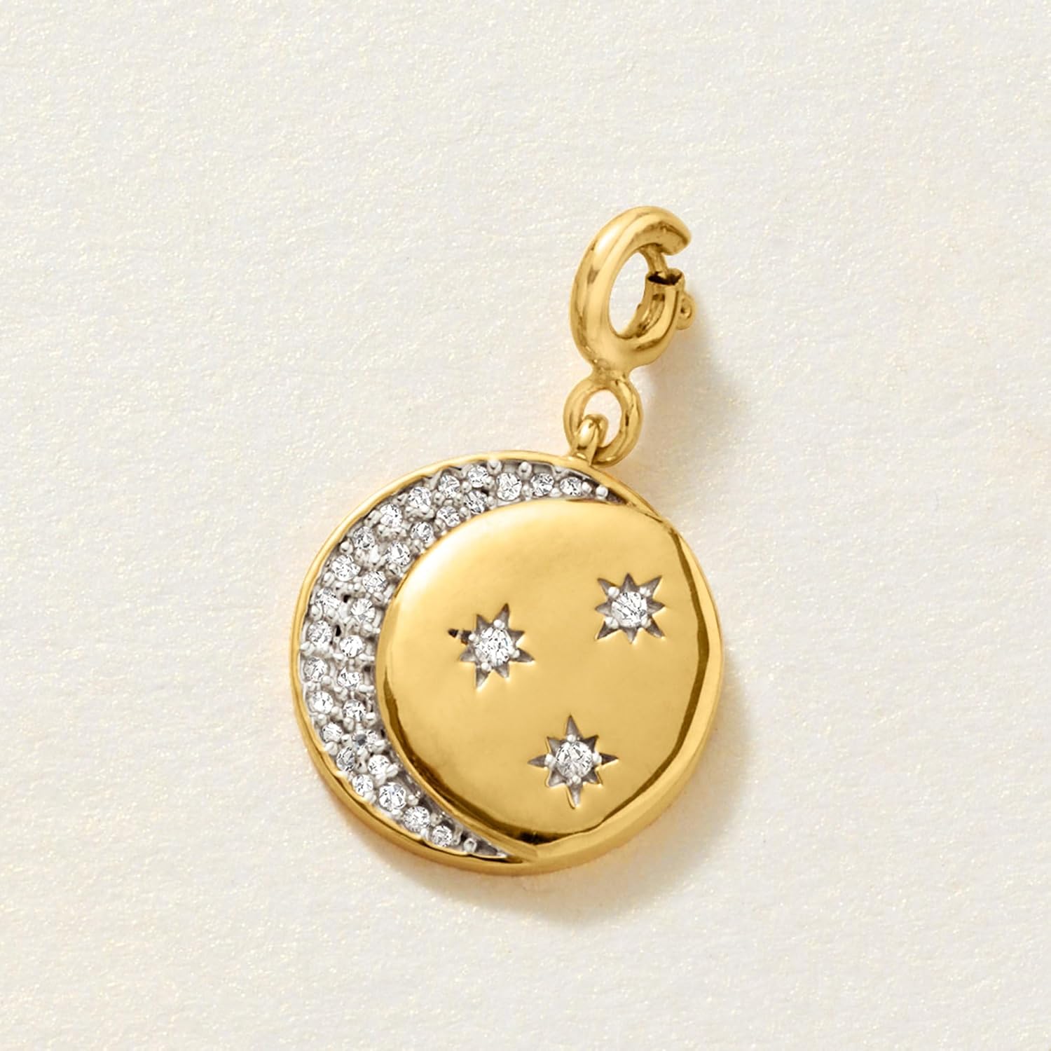 Ross-Simons 0.15 ct. t.w. Diamond Moon and Stars Charm in 18kt Gold Over Sterling