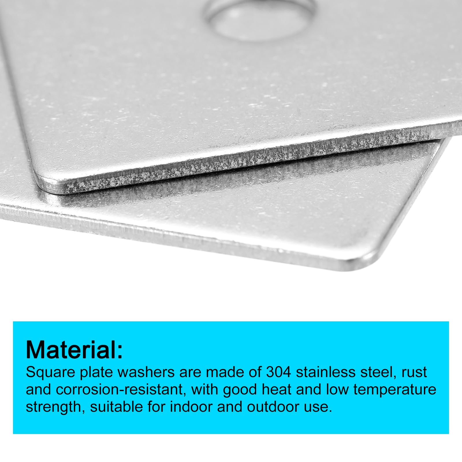 sourcing map Quadratische Unterlegscheiben, 15 Stück, M10 x 50 x 50 x 2 mm, 304 Edelstahl, quadratische Unterlegscheiben, flache Unterlegscheiben, Abstandshalter für Hardware-Befestigung