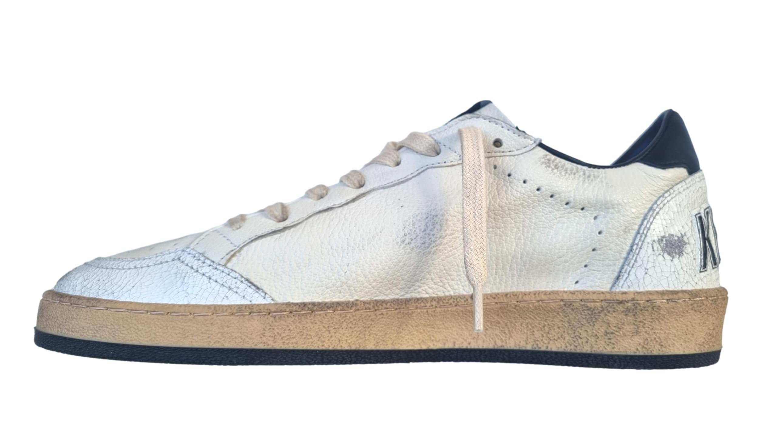 Golden Goose Scarpe da Uomo Vintage Ball Star Pelle Crackle 10283 Bianco e Nero