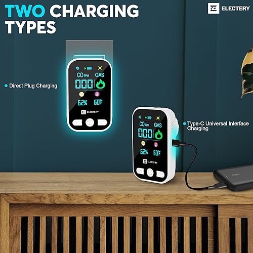 Miniatura 6 de Detector de monóxido de carbono y gas natural, alarma de CO enchufable 4 en 1 con batería de respaldo, sensor electroquímico, pantalla de