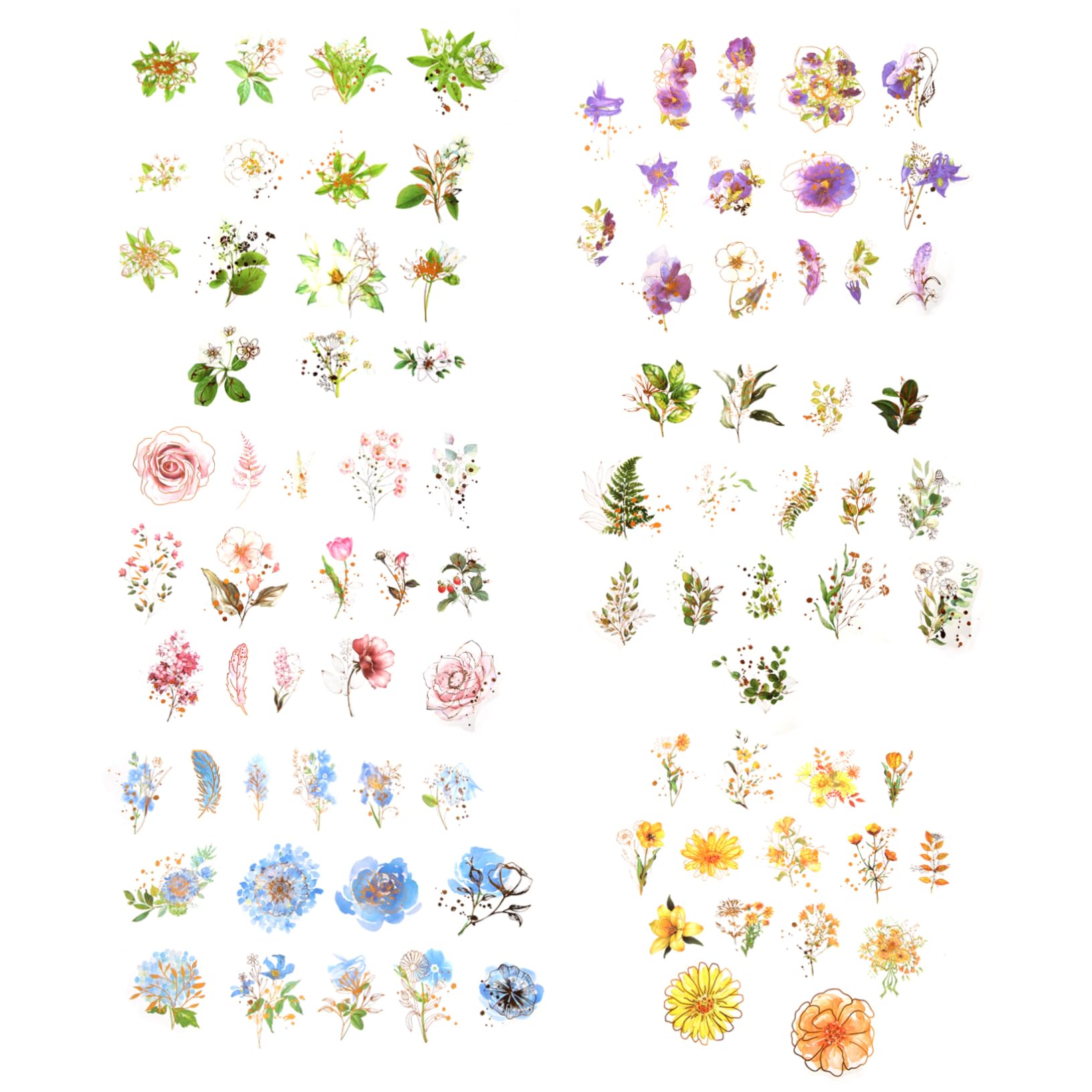 Autocollants Floraux Transparents pour Décoration d'Albums et Bullet Journal