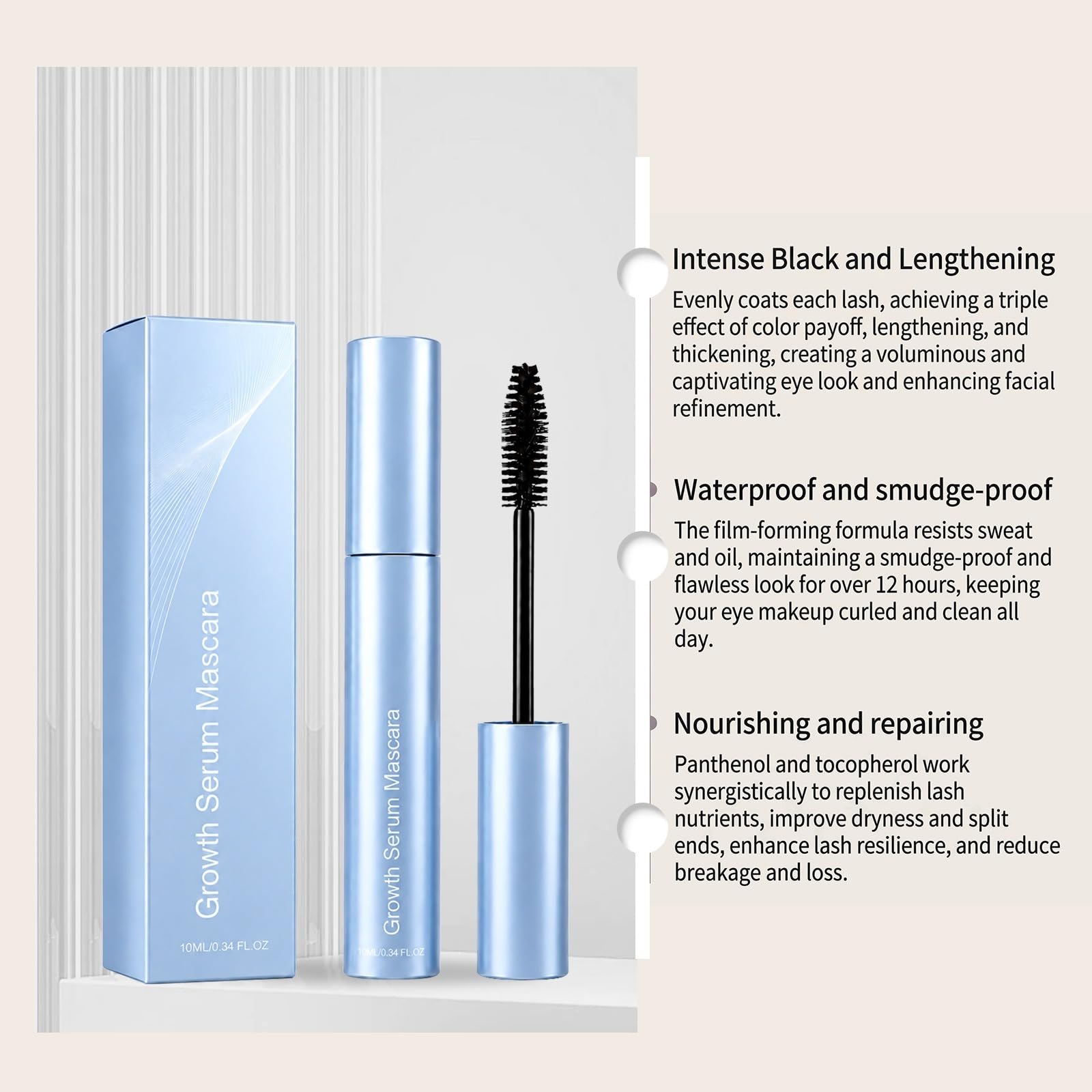 Mascara Noir Waterproof Longue Tenue Pour Un Volume Et Une Courbure Ultimes