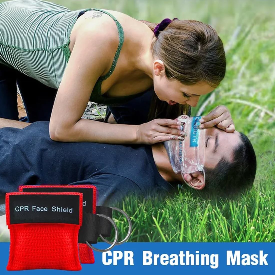 4 Pezzi pocket mask primo soccorsocon Barriera di Respirazione a Valvola a Senso Unico pocket mask