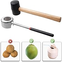 Vista 6 de Herramientas de abridor de coco con martillo, herramienta de coco joven súper segura y fácil de abrir, juego de abridor de coco de acero inoxidable