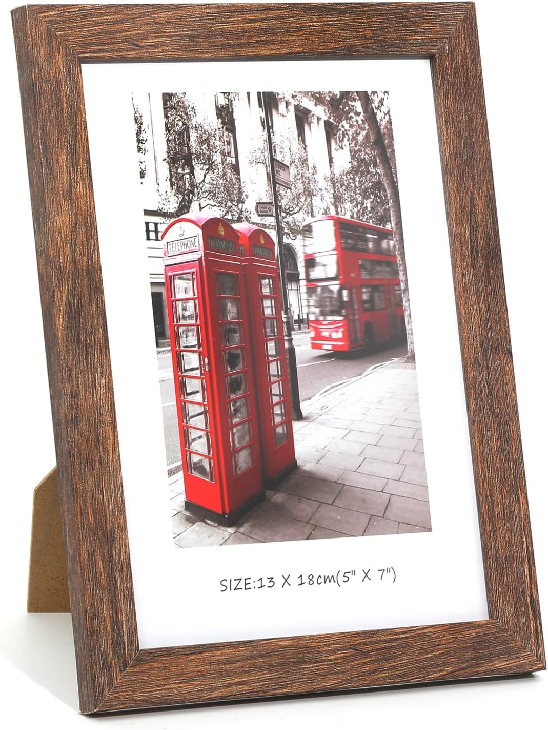 5x7 Picture Frames Set of 10, Wooden Picture Frame Set with Display Box, Rustic Style Antique Brown Wood Grain Photo Frame Suitable For Desktop Display and Wall Decoration.
